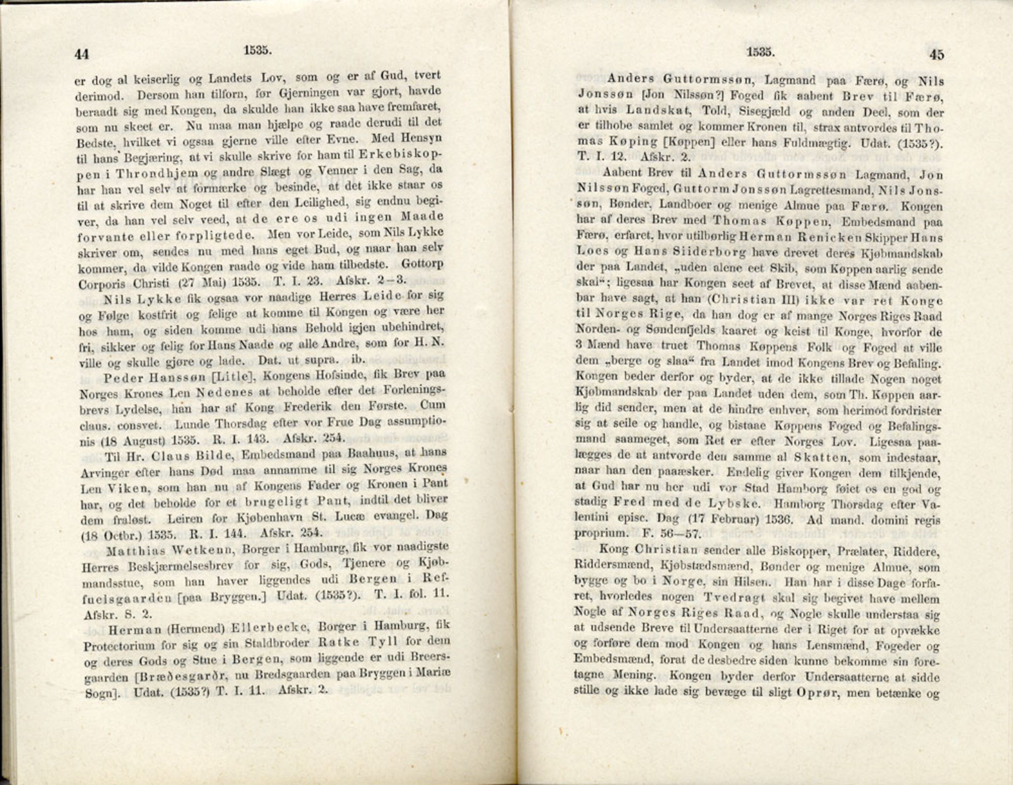 Publikasjoner utgitt av Det Norske Historiske Kildeskriftfond, PUBL/-/-/-: Norske Rigs-Registranter, bind 1, 1523-1571, p. 44-45