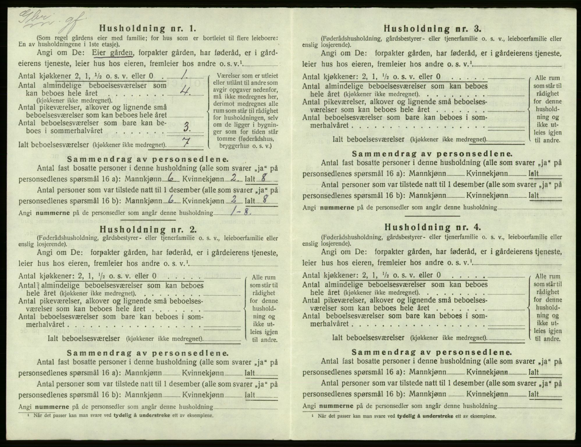 SAB, 1920 census for Kvam, 1920, p. 1403