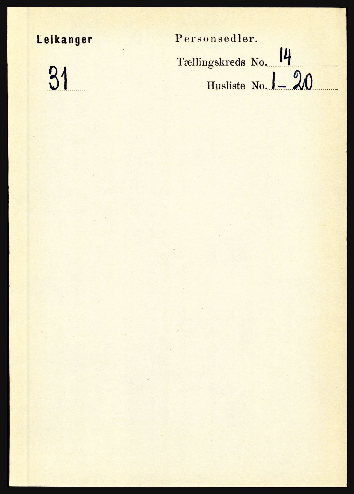 RA, 1891 census for 1419 Leikanger, 1891, p. 2713