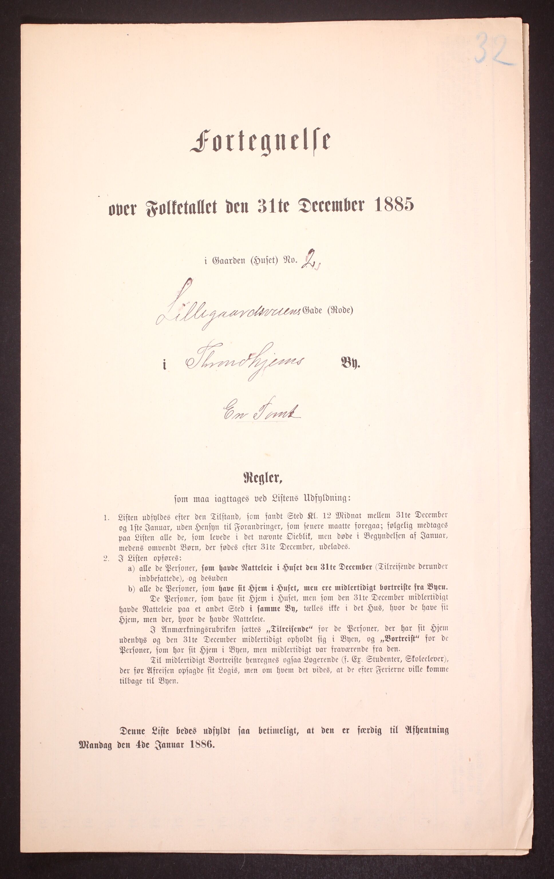 SAT, 1885 census for 1601 Trondheim, 1885, p. 2781