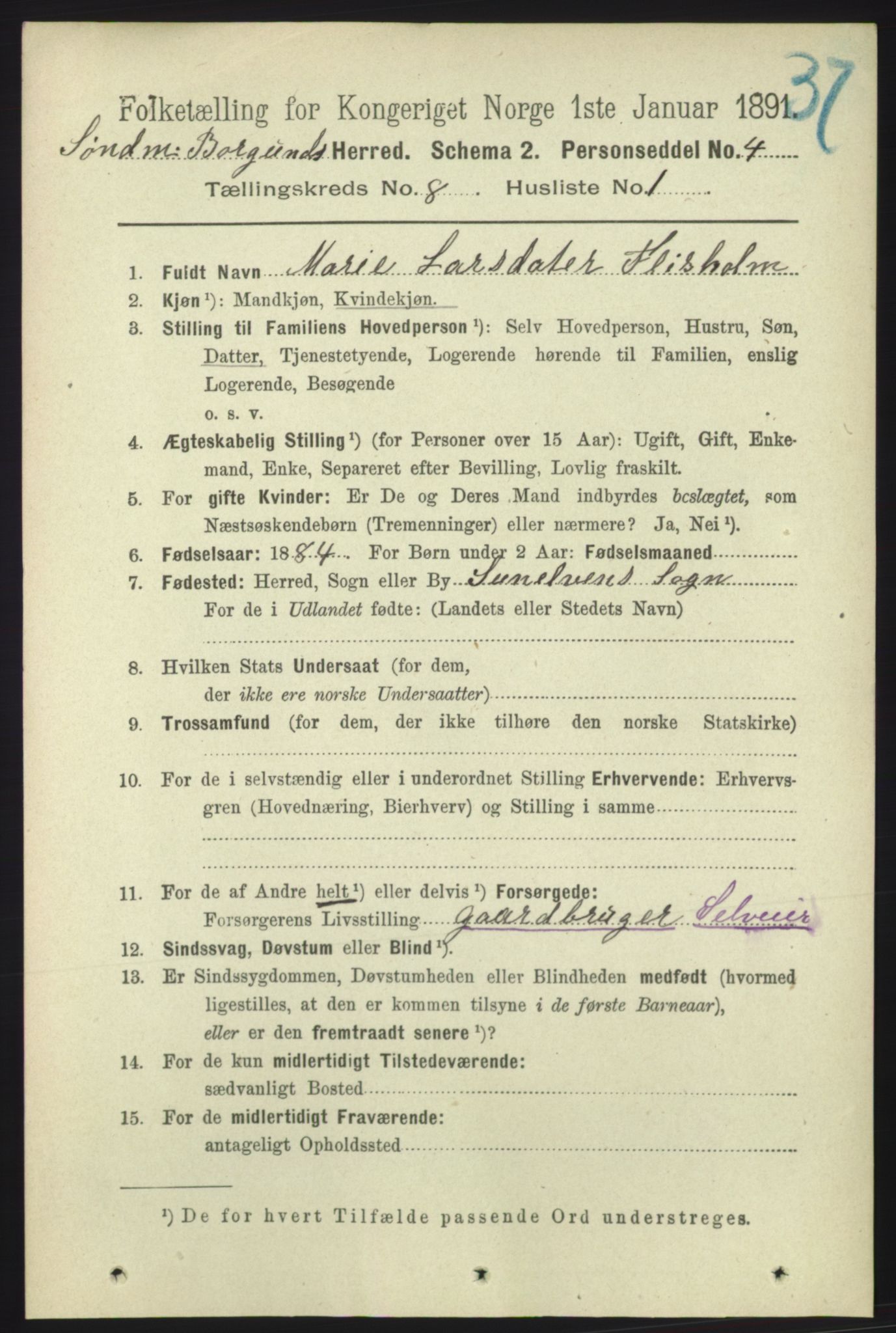 RA, 1891 census for 1531 Borgund, 1891, p. 2127