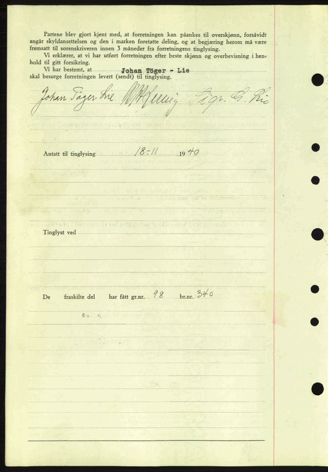Idd og Marker sorenskriveri, AV/SAO-A-10283/G/Gb/Gbb/L0004: Mortgage book no. A4, 1940-1941, Diary no: : 1150/1940