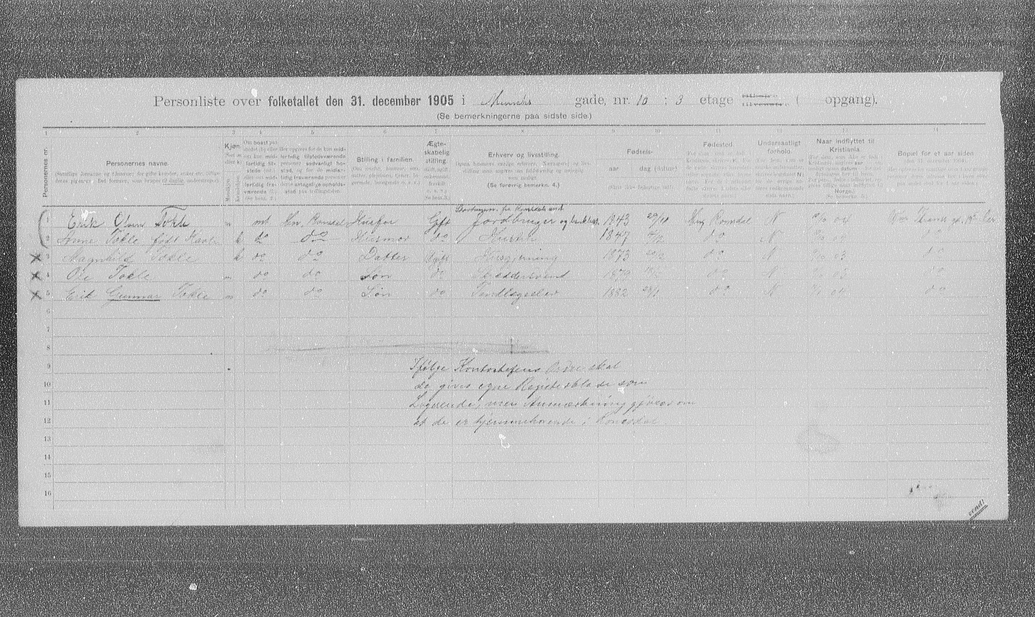 OBA, Municipal Census 1905 for Kristiania, 1905, p. 35021
