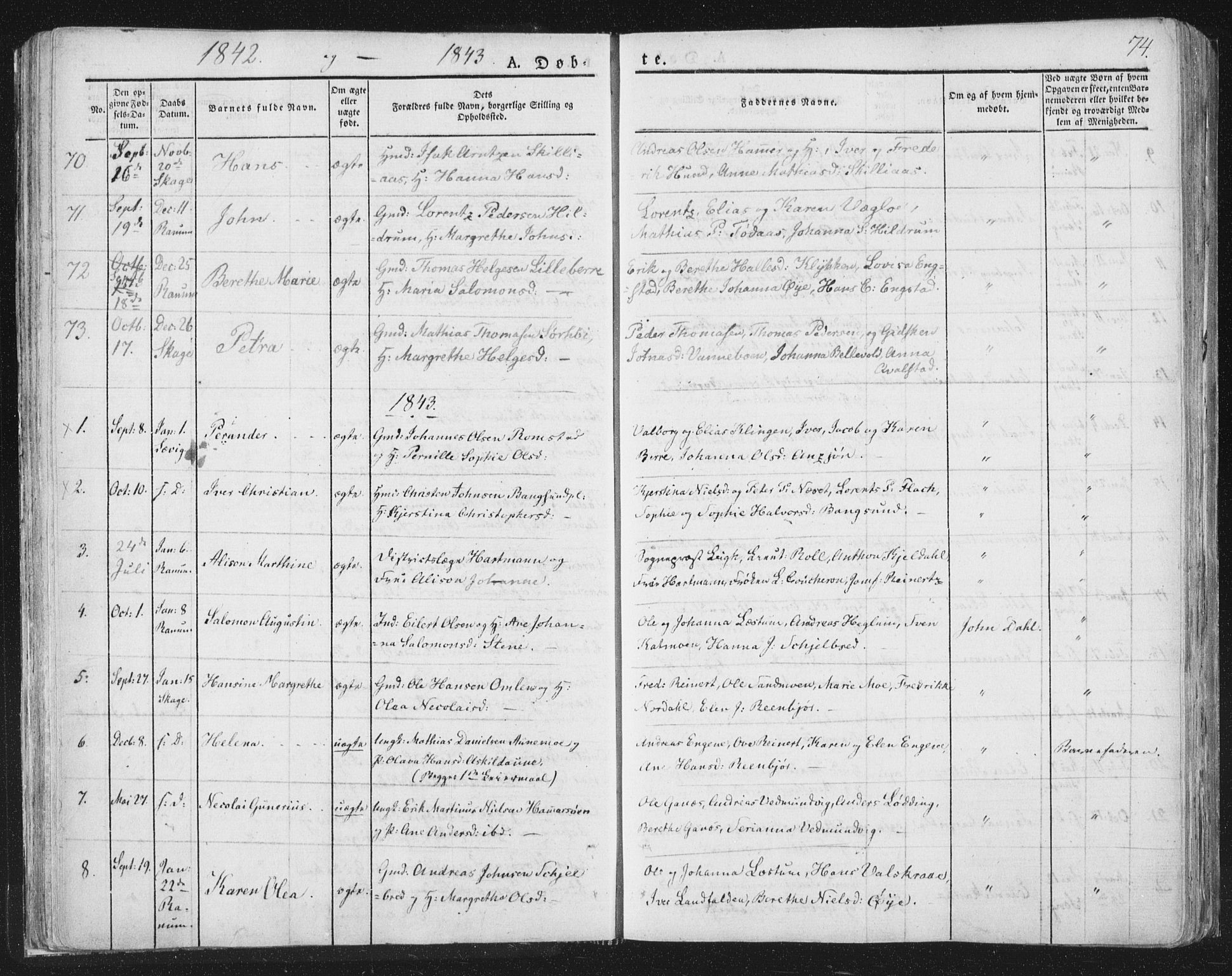 Ministerialprotokoller, klokkerbøker og fødselsregistre - Nord-Trøndelag, SAT/A-1458/764/L0551: Parish register (official) no. 764A07a, 1824-1864, p. 74
