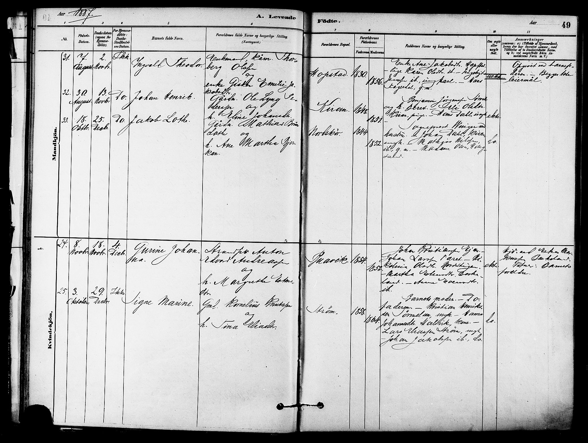 Ministerialprotokoller, klokkerbøker og fødselsregistre - Sør-Trøndelag, SAT/A-1456/657/L0707: Parish register (official) no. 657A08, 1879-1893, p. 49
