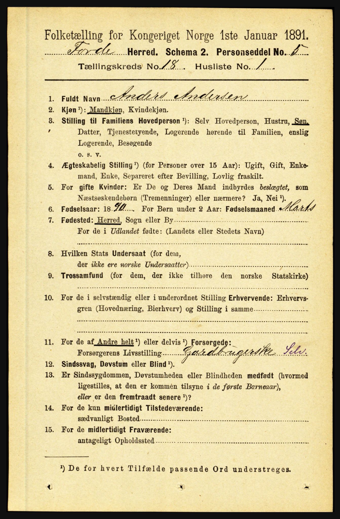 RA, 1891 census for 1432 Førde, 1891, p. 6372