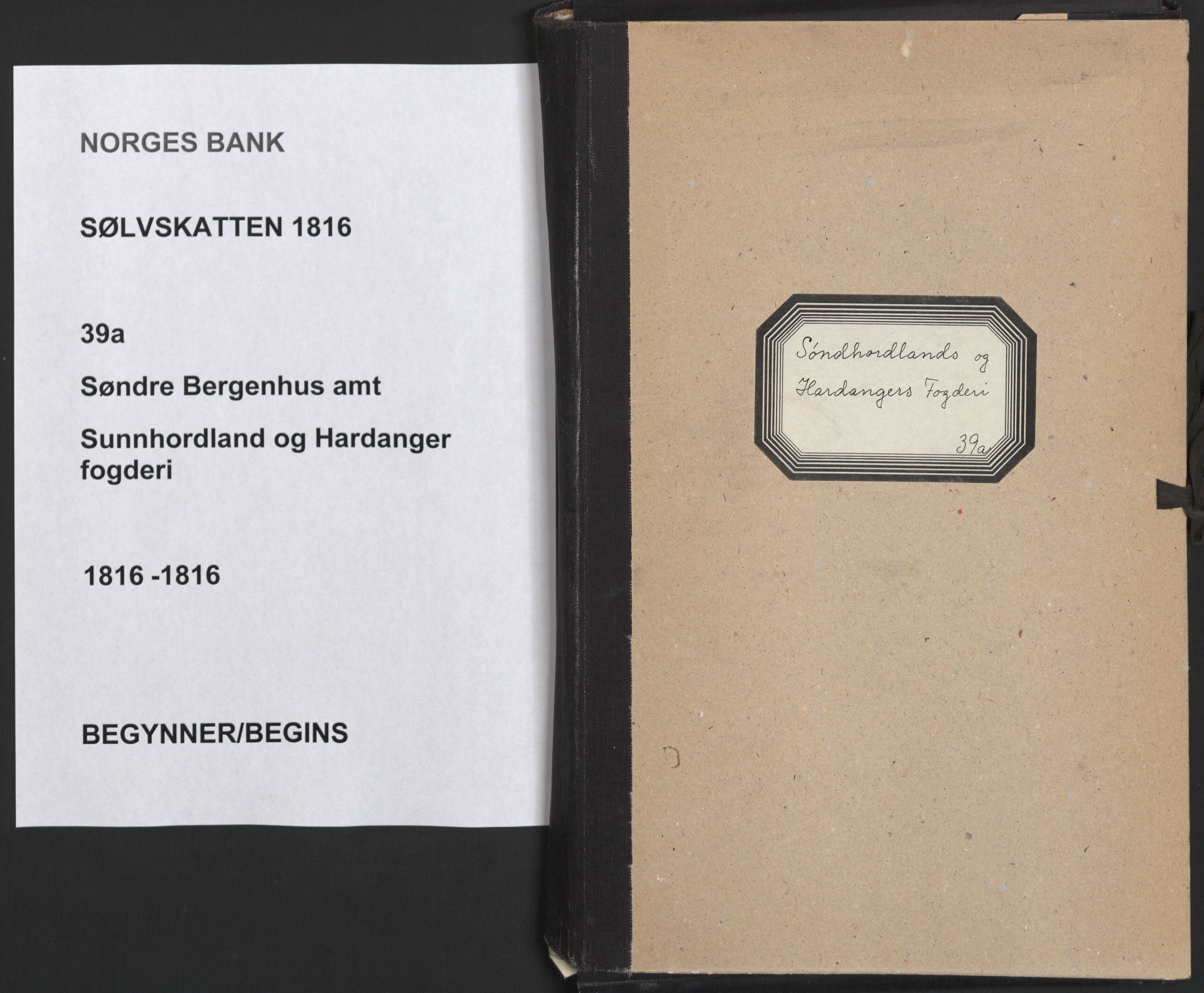 Sølvskatten 1816, NOBA/SOLVSKATTEN/A/L0037: Bind 39a: Sunnhordland og Hardanger fogderi, 1816, p. 1