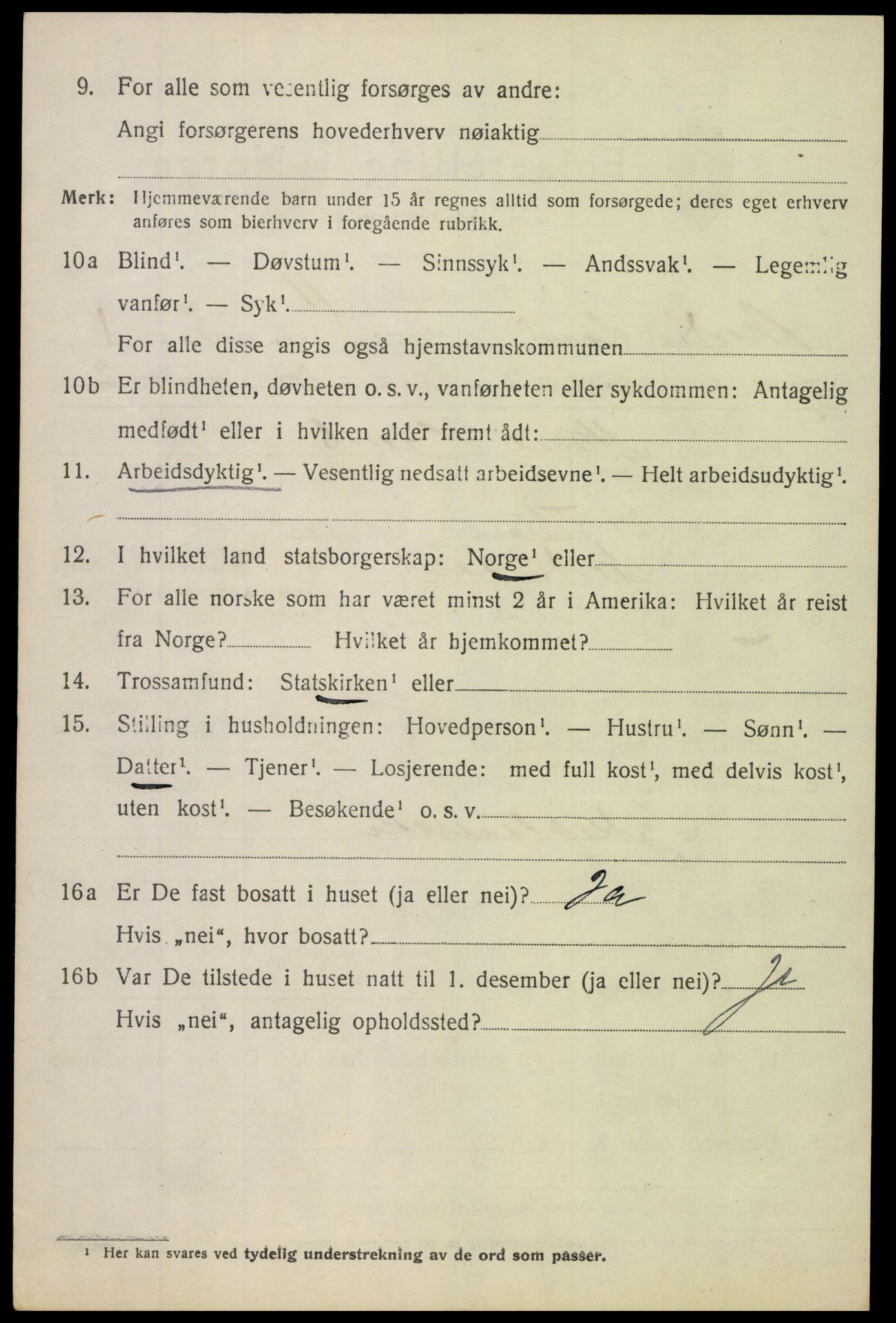 SAH, 1920 census for Nordre Land, 1920, p. 1637