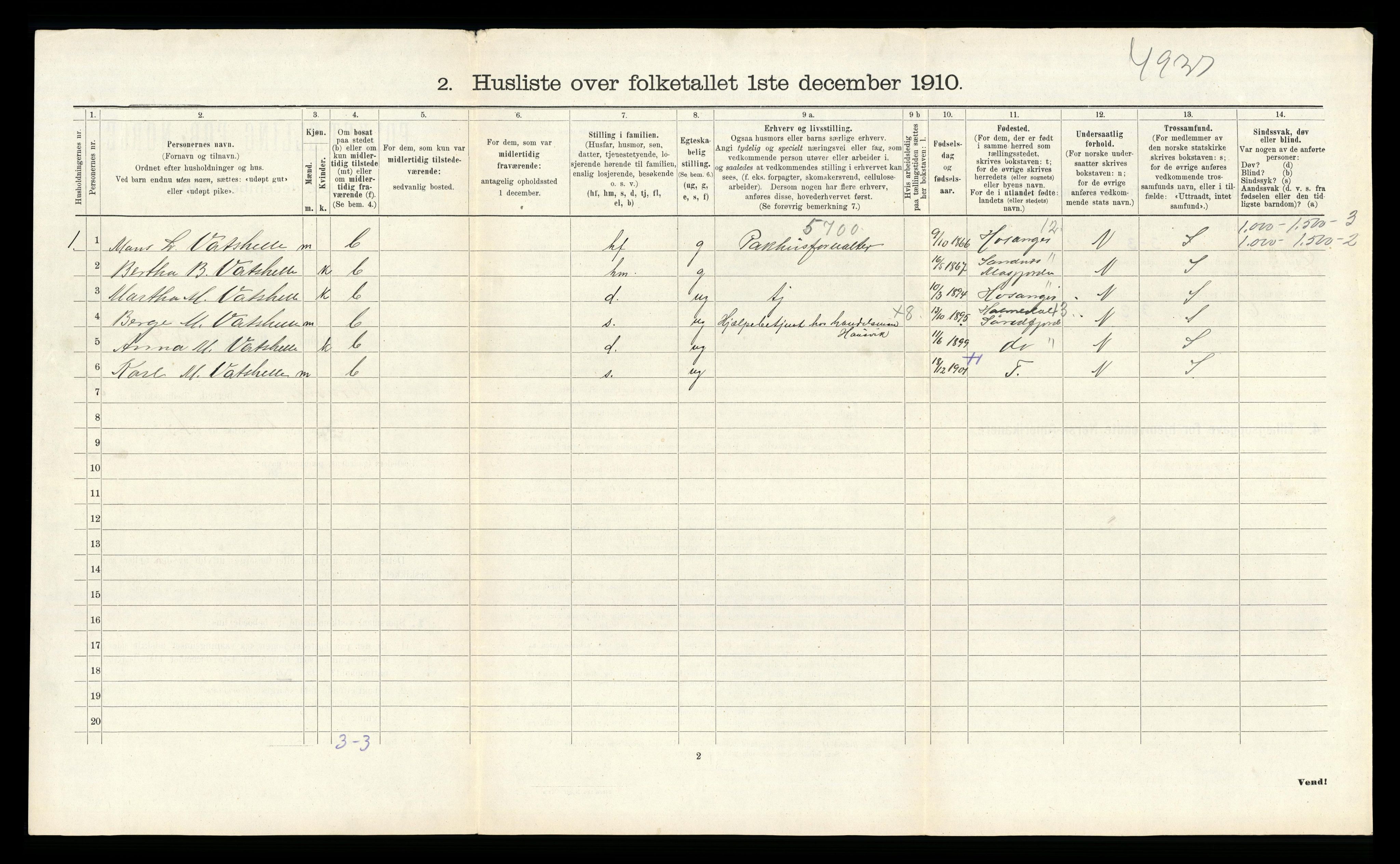 RA, 1910 census for Bruvik, 1910, p. 373