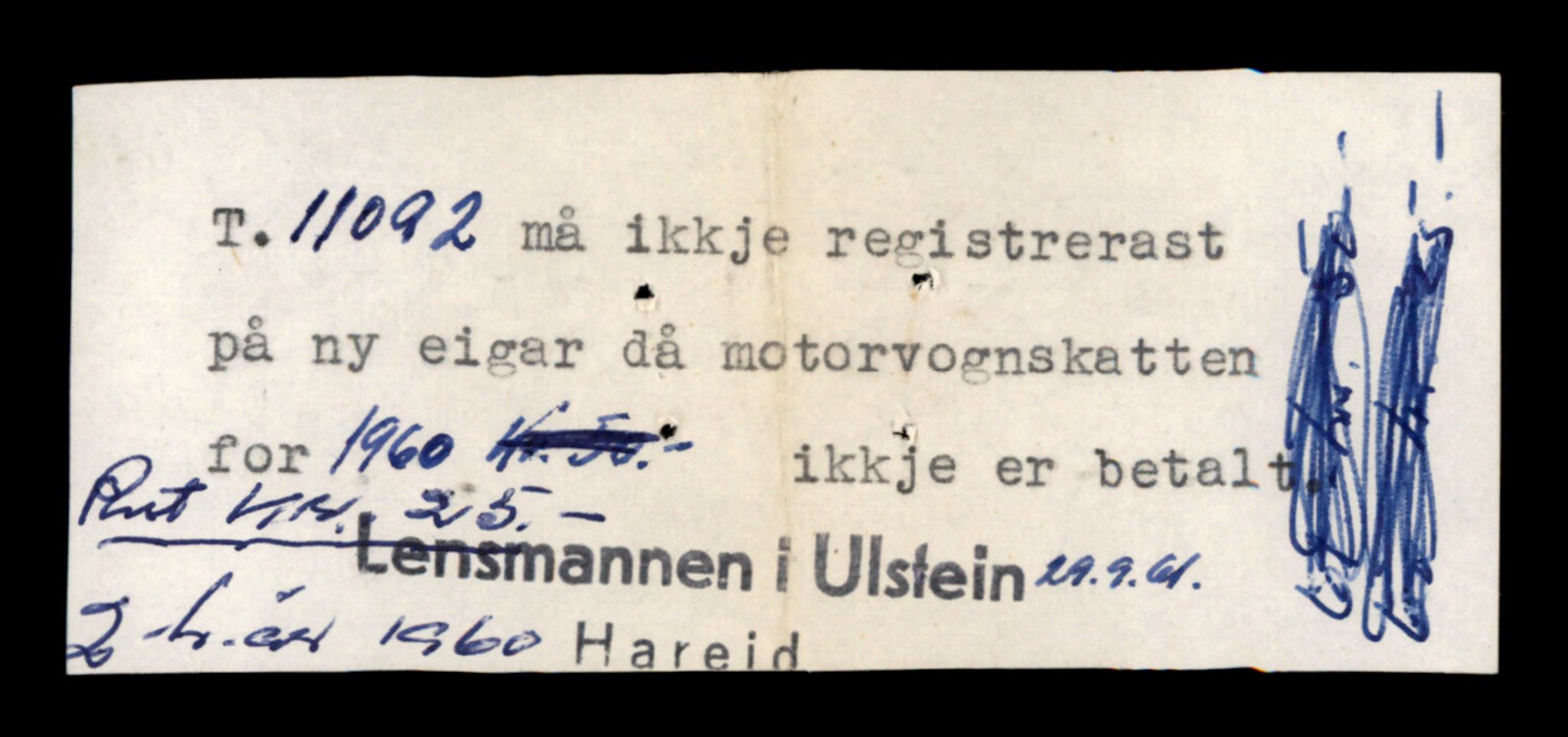 Møre og Romsdal vegkontor - Ålesund trafikkstasjon, AV/SAT-A-4099/F/Fe/L0026: Registreringskort for kjøretøy T 11046 - T 11160, 1927-1998, p. 1311