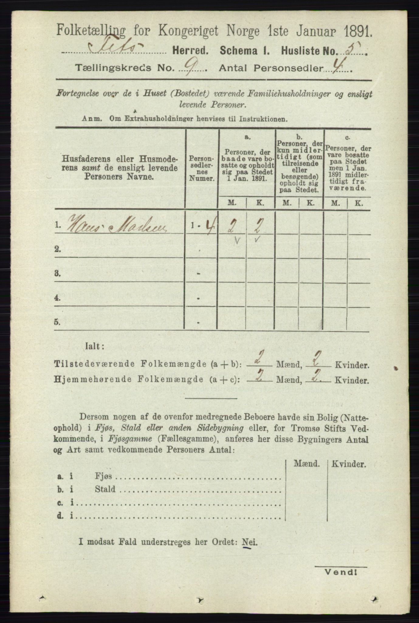 RA, 1891 census for 0227 Fet, 1891, p. 3419