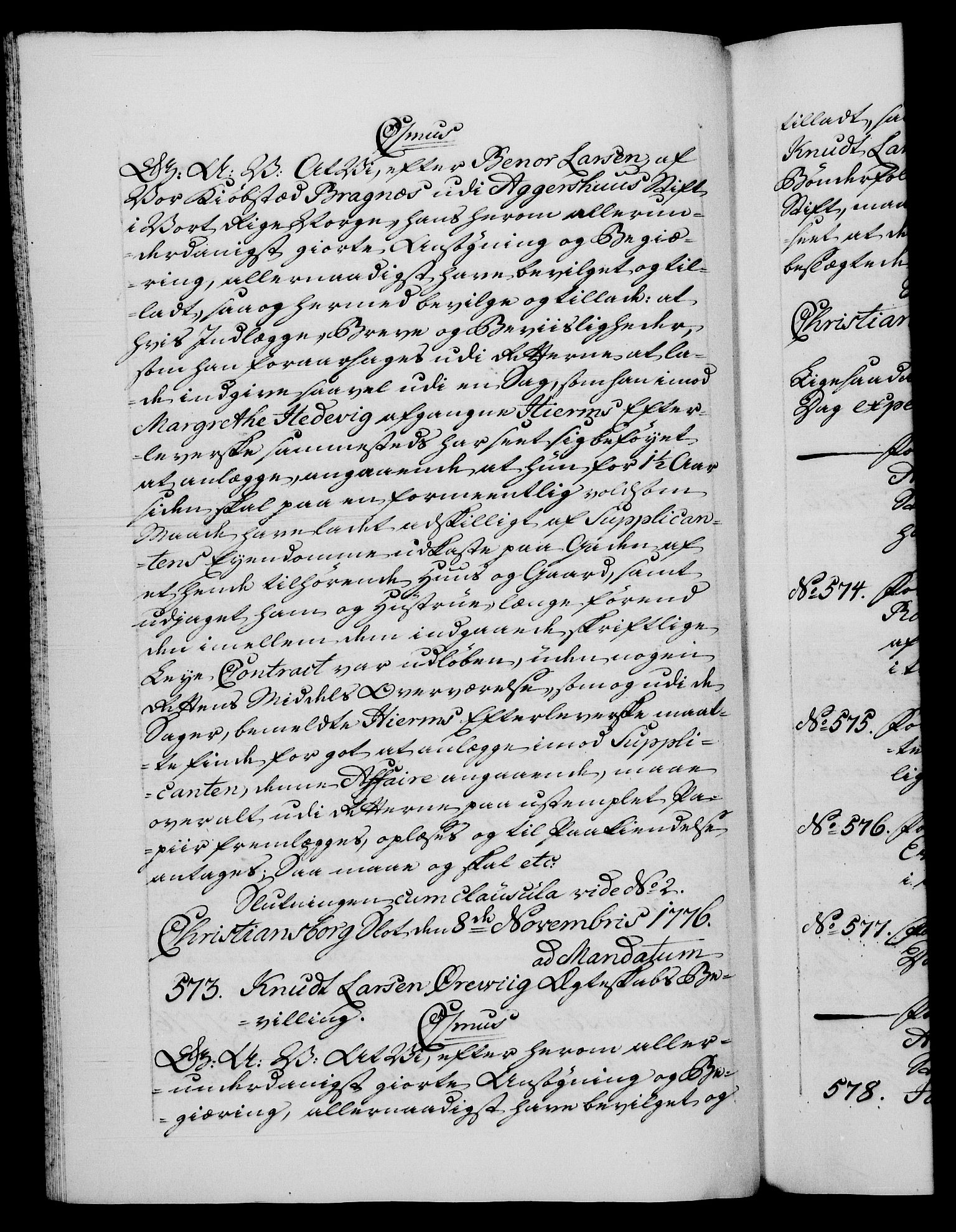 Danske Kanselli 1572-1799, AV/RA-EA-3023/F/Fc/Fca/Fcaa/L0047: Norske registre, 1776-1778, p. 347b