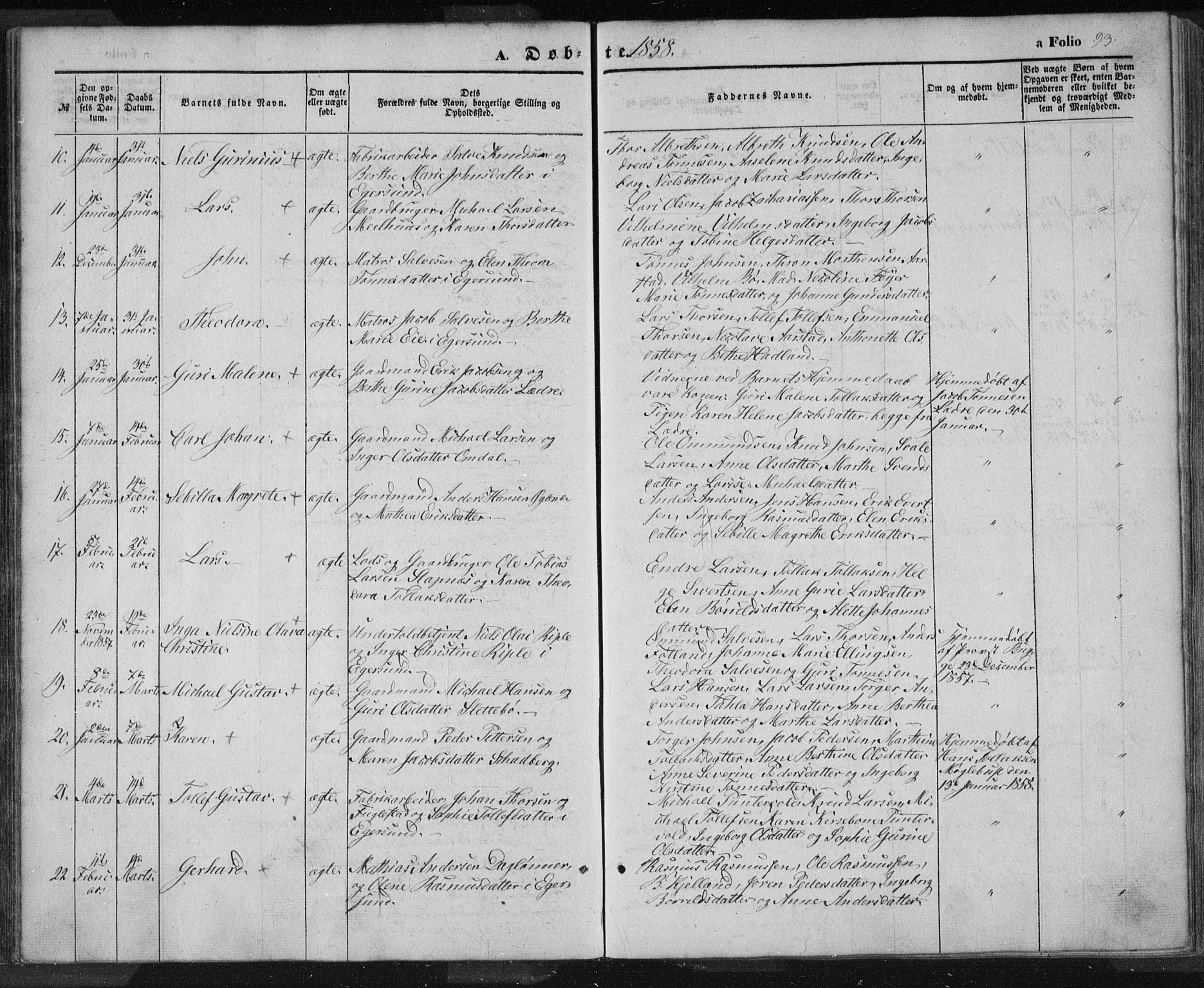 Eigersund sokneprestkontor, SAST/A-101807/S08/L0012: Parish register (official) no. A 12.1, 1850-1865, p. 93