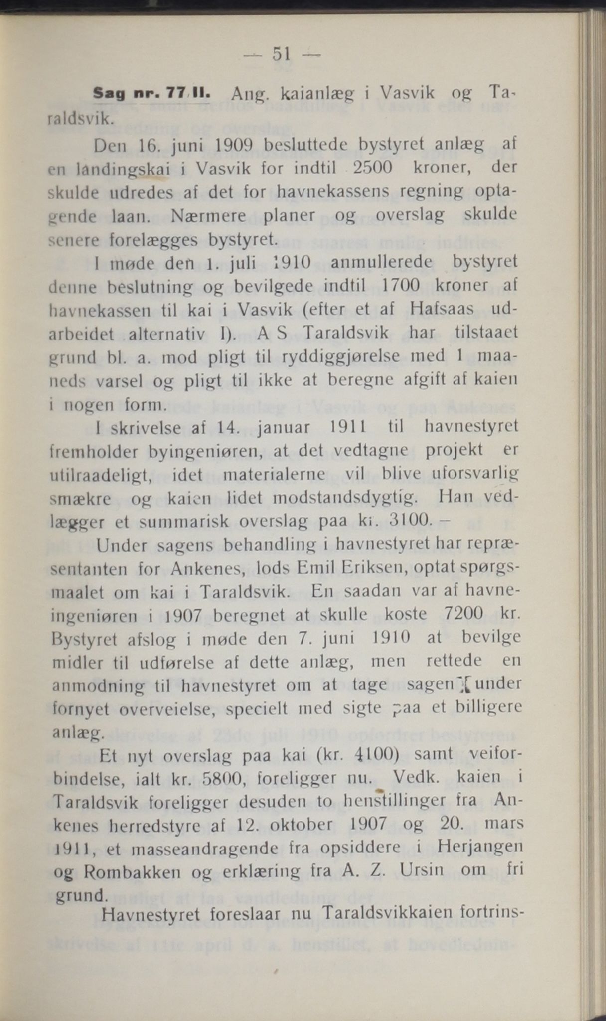 Narvik kommune. Formannskap , AIN/K-18050.150/A/Ab/L0001: Møtebok, 1911