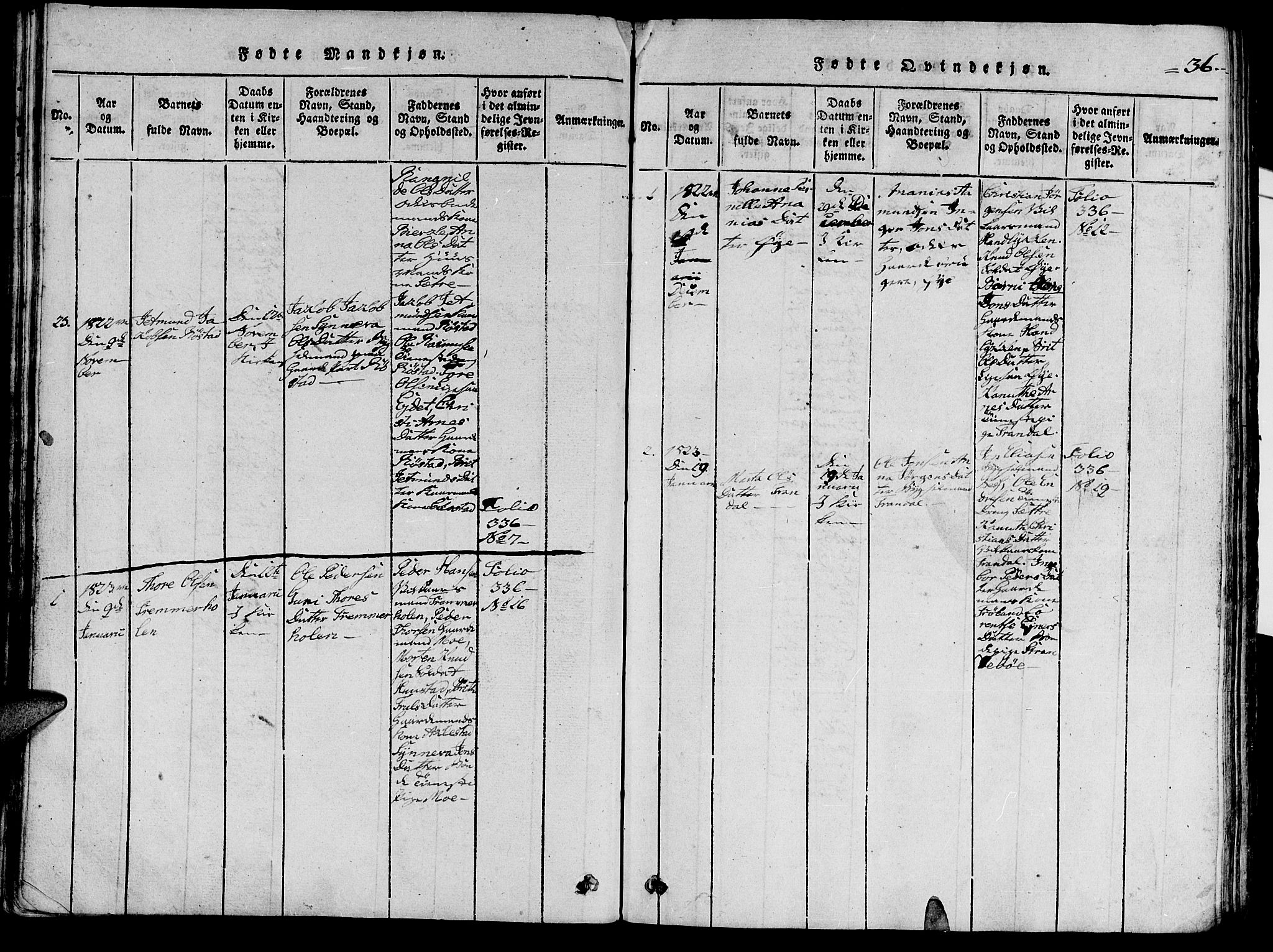 Ministerialprotokoller, klokkerbøker og fødselsregistre - Møre og Romsdal, AV/SAT-A-1454/515/L0207: Parish register (official) no. 515A03, 1819-1829, p. 36