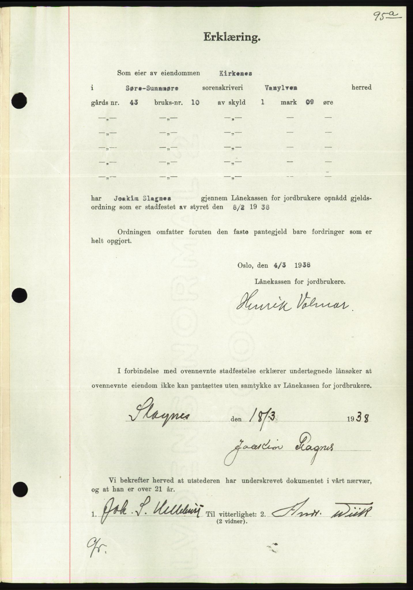 Søre Sunnmøre sorenskriveri, AV/SAT-A-4122/1/2/2C/L0065: Mortgage book no. 59, 1938-1938, Diary no: : 371/1938