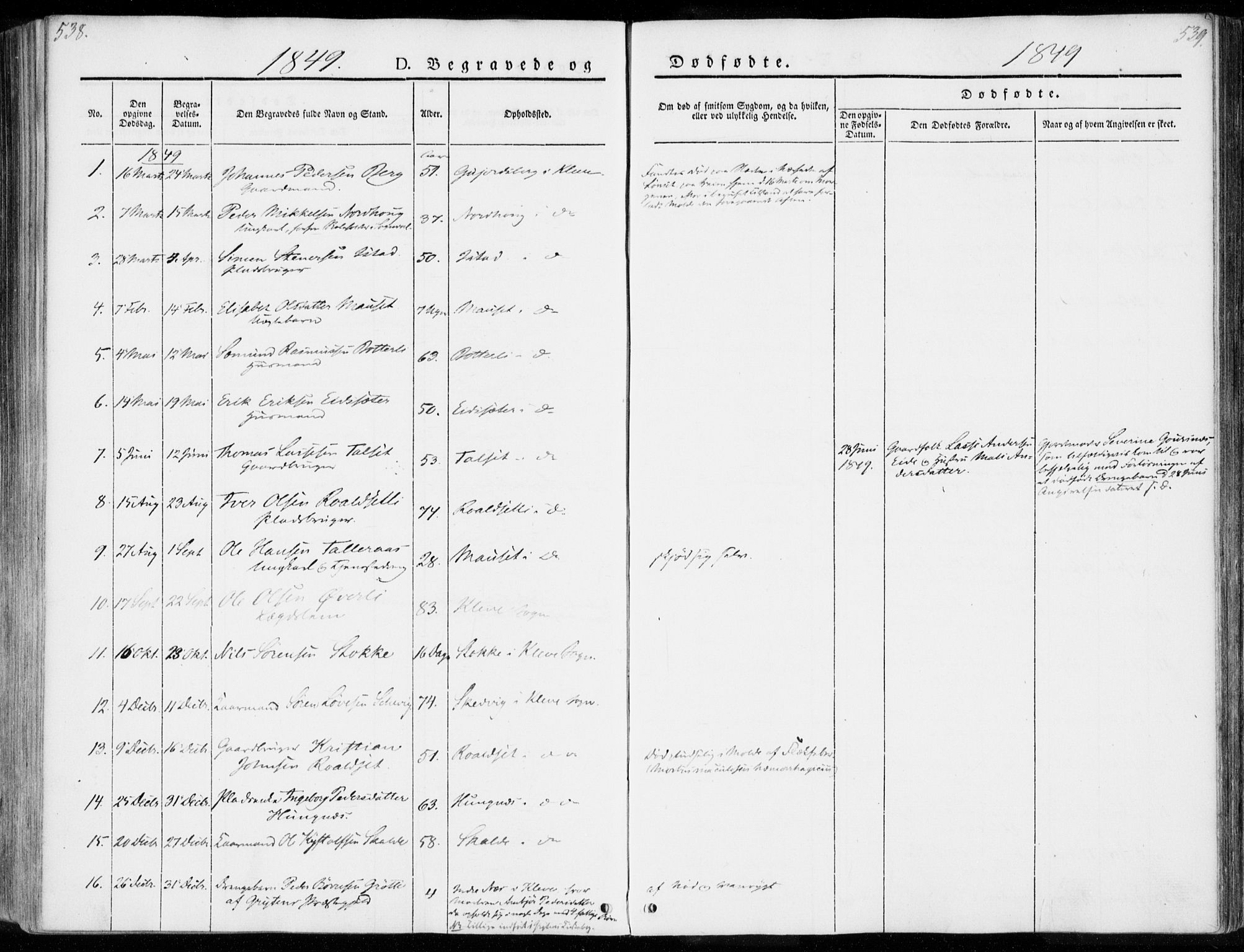 Ministerialprotokoller, klokkerbøker og fødselsregistre - Møre og Romsdal, SAT/A-1454/557/L0680: Parish register (official) no. 557A02, 1843-1869, p. 538-539
