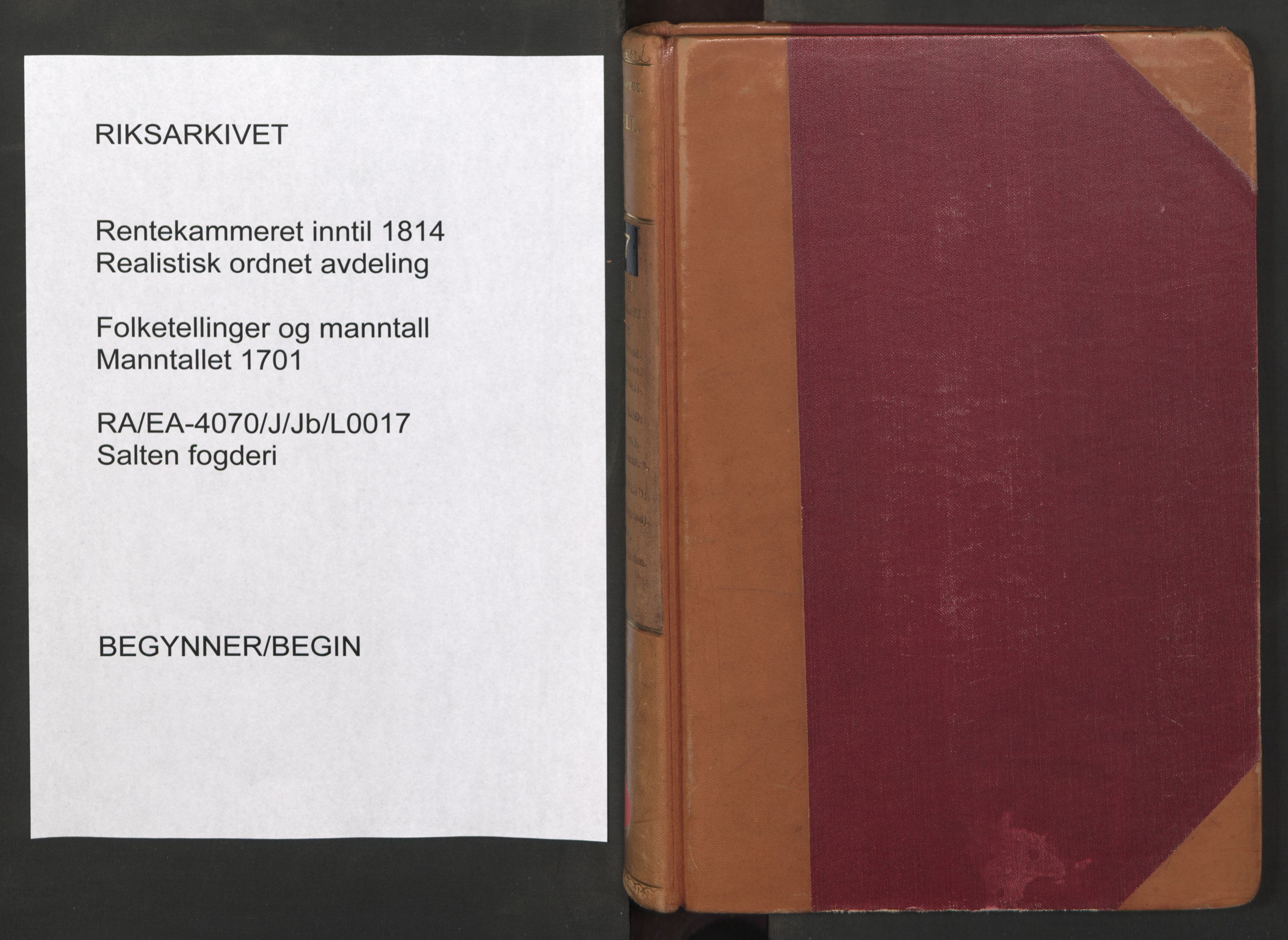 RA, Census (manntall) 1701, no. 17: Salten fogderi, 1701