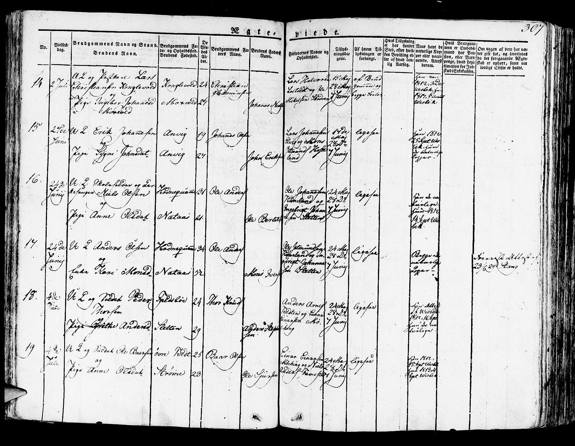 Lindås Sokneprestembete, AV/SAB-A-76701/H/Haa/Haaa/L0008: Parish register (official) no. A 8, 1823-1836, p. 307