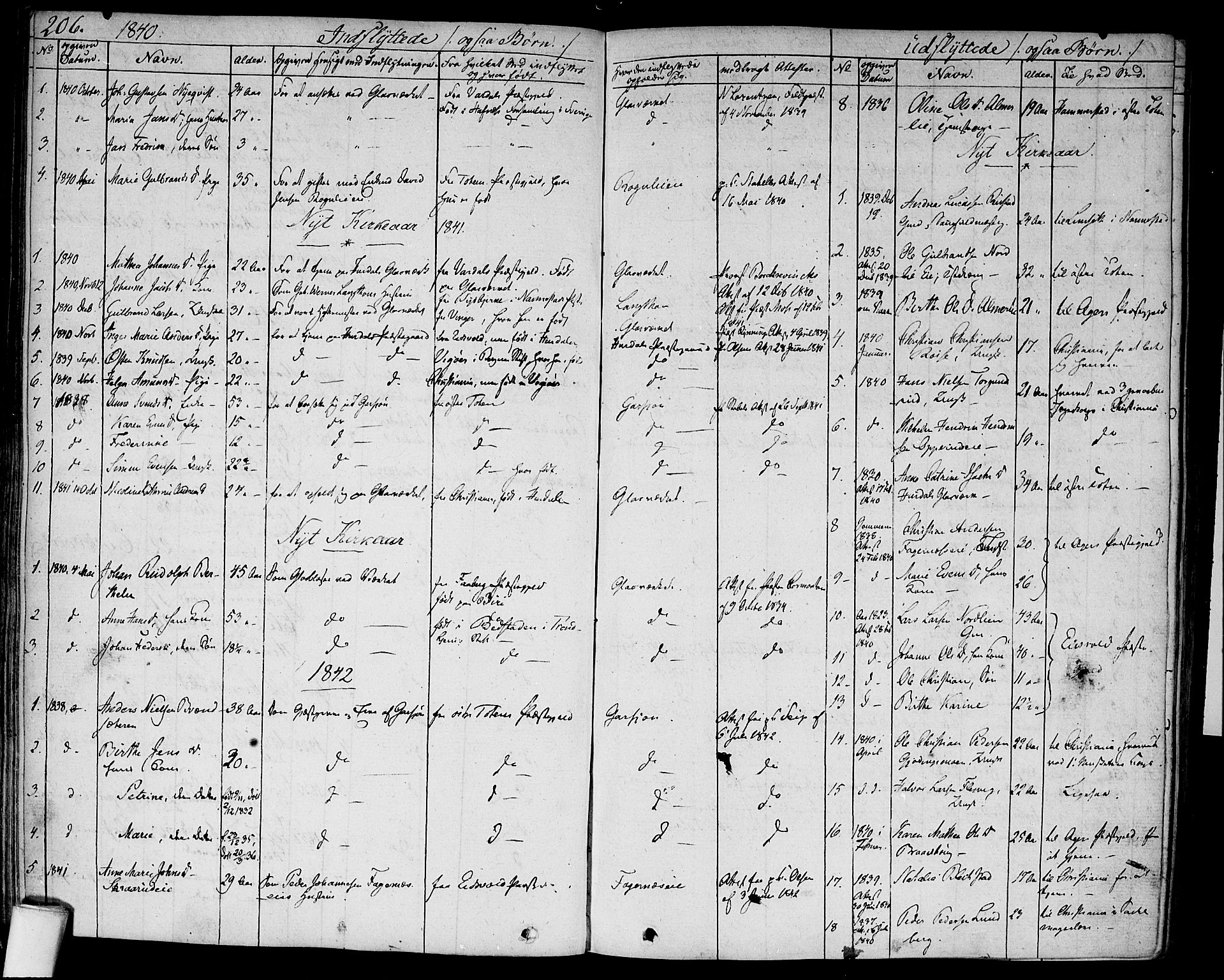 Hurdal prestekontor Kirkebøker, SAO/A-10889/F/Fa/L0004: Parish register (official) no. I 4, 1828-1845, p. 206