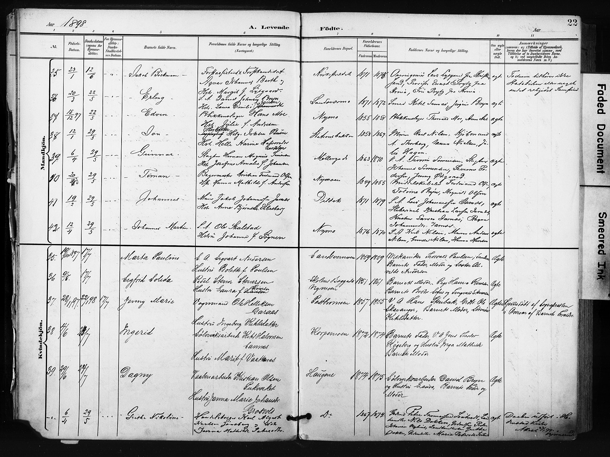 Kongsberg kirkebøker, SAKO/A-22/F/Fb/L0003: Parish register (official) no. II 3, 1896-1905, p. 22