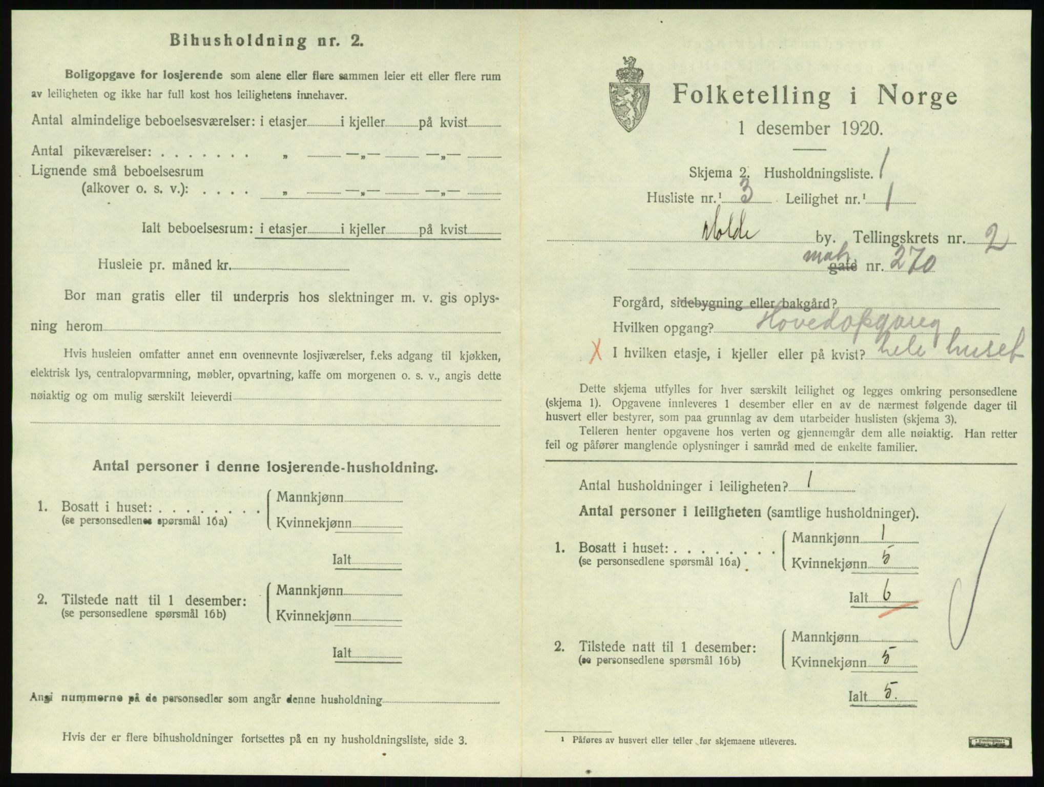 SAT, 1920 census for Molde, 1920, p. 979