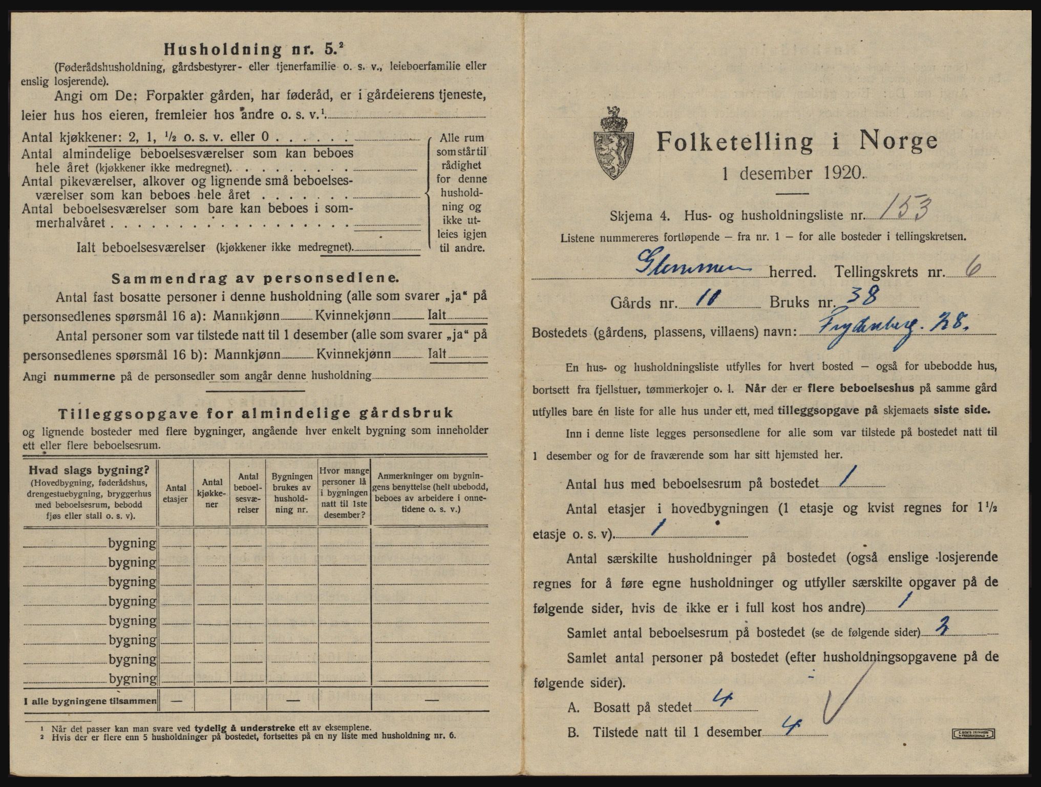 SAO, 1920 census for Glemmen, 1920, p. 2463