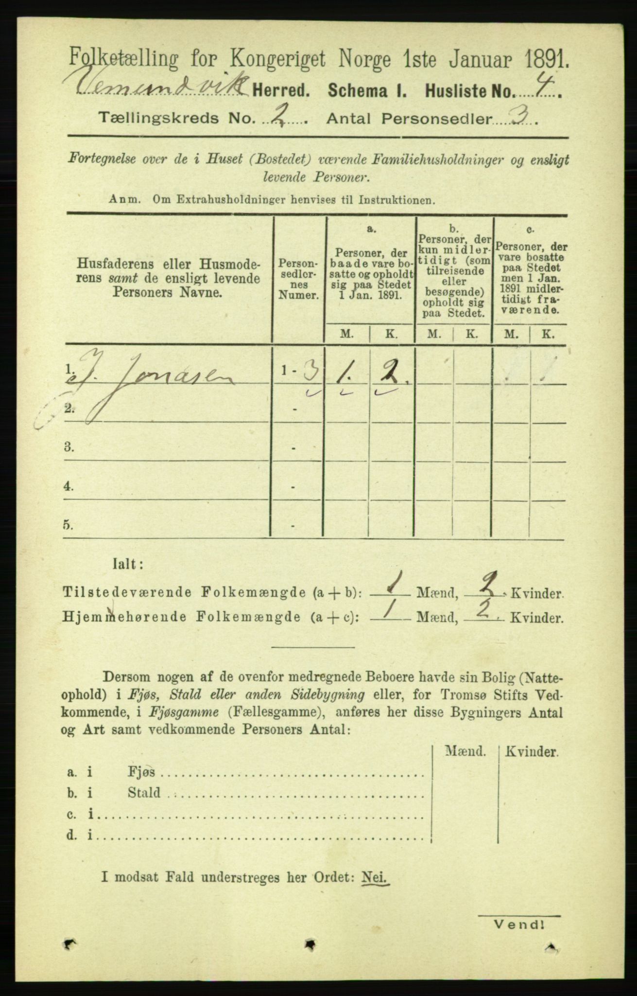 RA, 1891 census for 1745 Vemundvik, 1891, p. 508