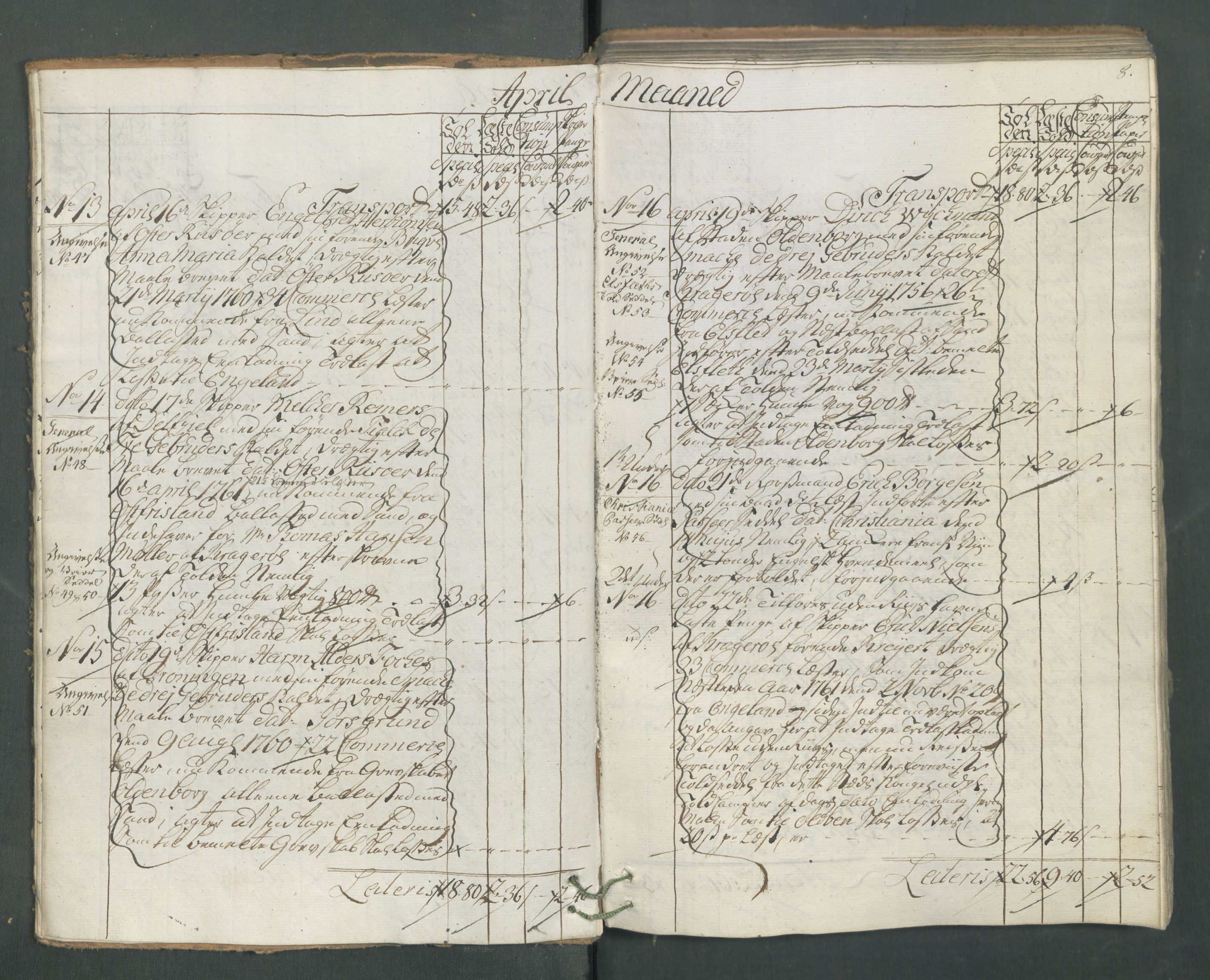 Generaltollkammeret, tollregnskaper, AV/RA-EA-5490/R13/L0032/0001: Tollregnskaper Kragerø / Inngående hovedtollbok, 1762, p. 7b-8a