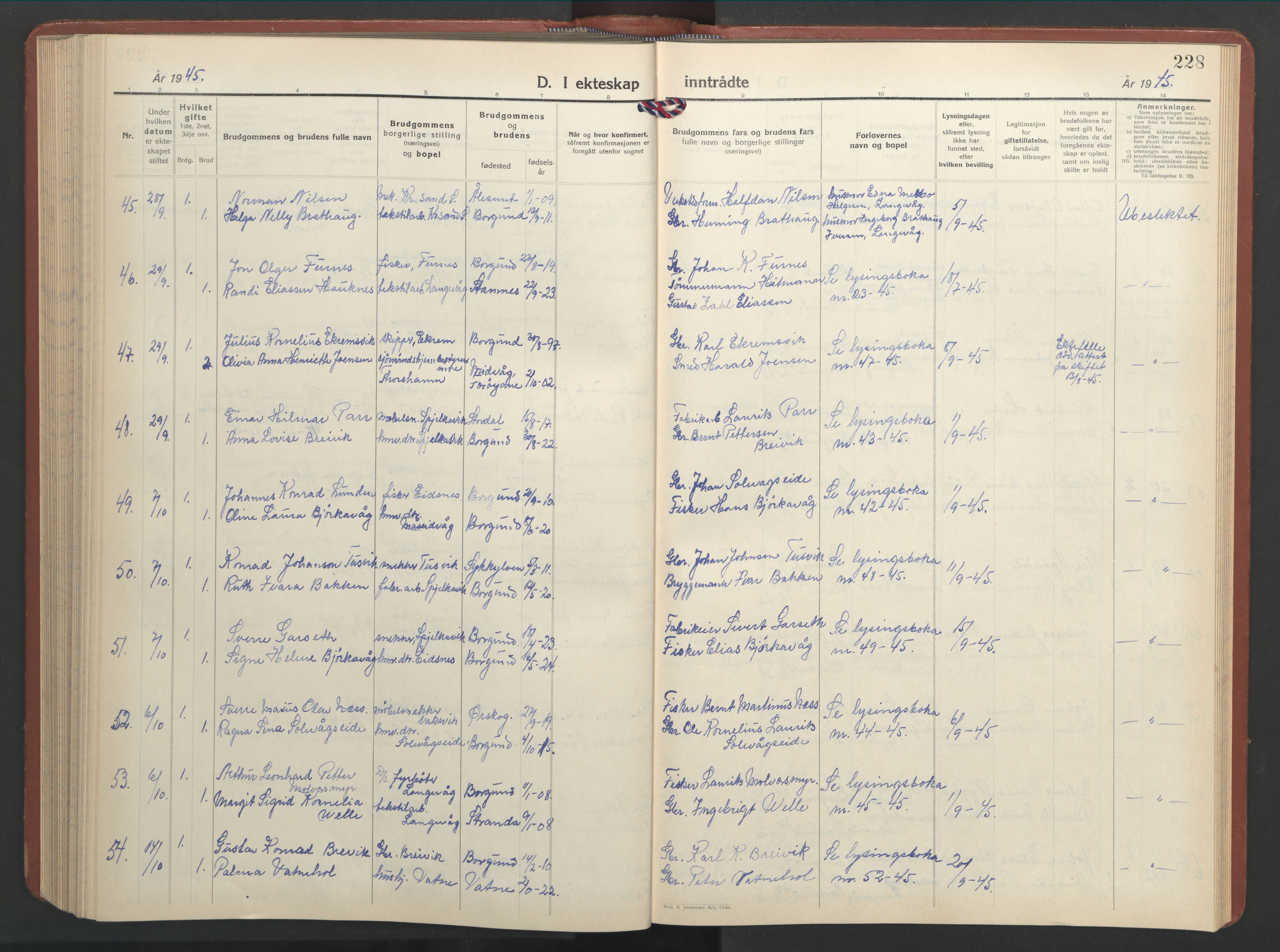 Ministerialprotokoller, klokkerbøker og fødselsregistre - Møre og Romsdal, SAT/A-1454/528/L0437: Parish register (copy) no. 528C18, 1939-1948, p. 228