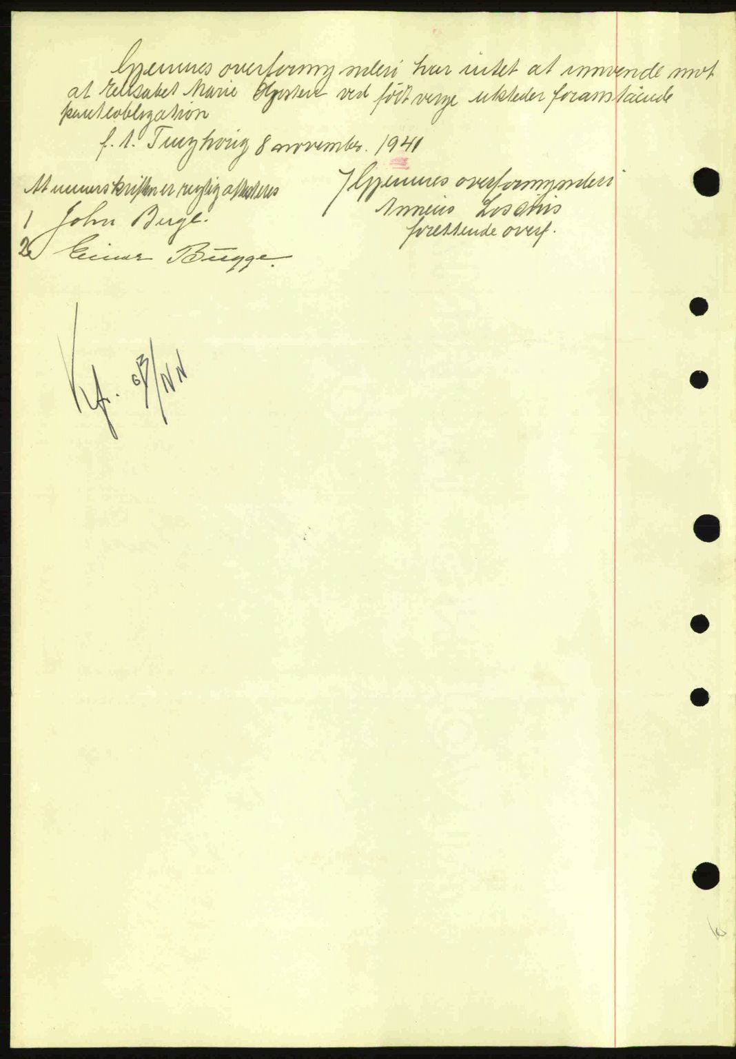 Nordmøre sorenskriveri, AV/SAT-A-4132/1/2/2Ca: Mortgage book no. B88, 1941-1942, Diary no: : 2289/1941