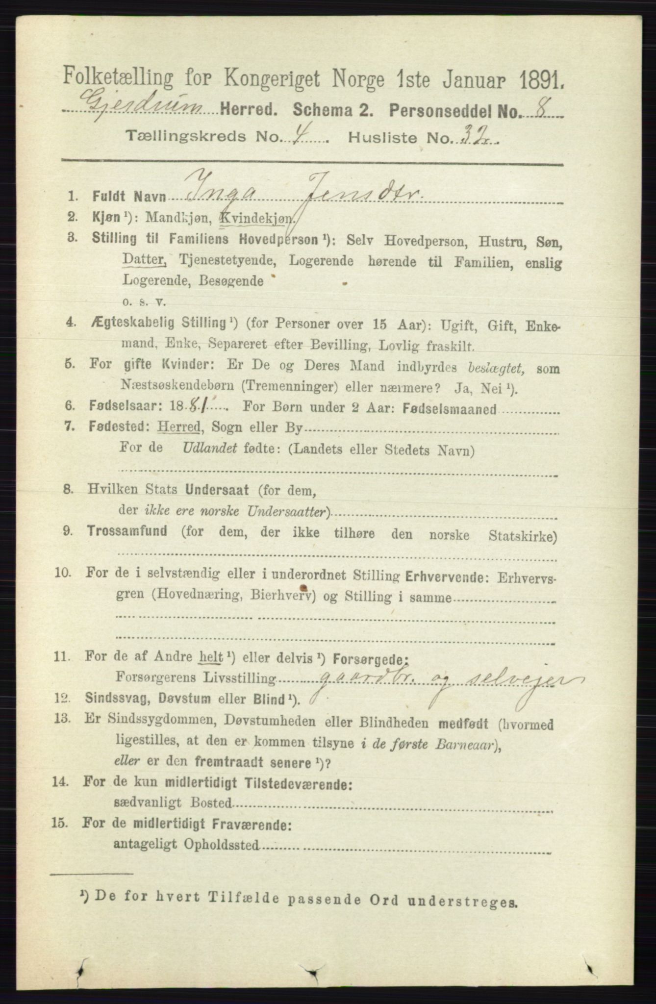RA, 1891 census for 0234 Gjerdrum, 1891, p. 1989