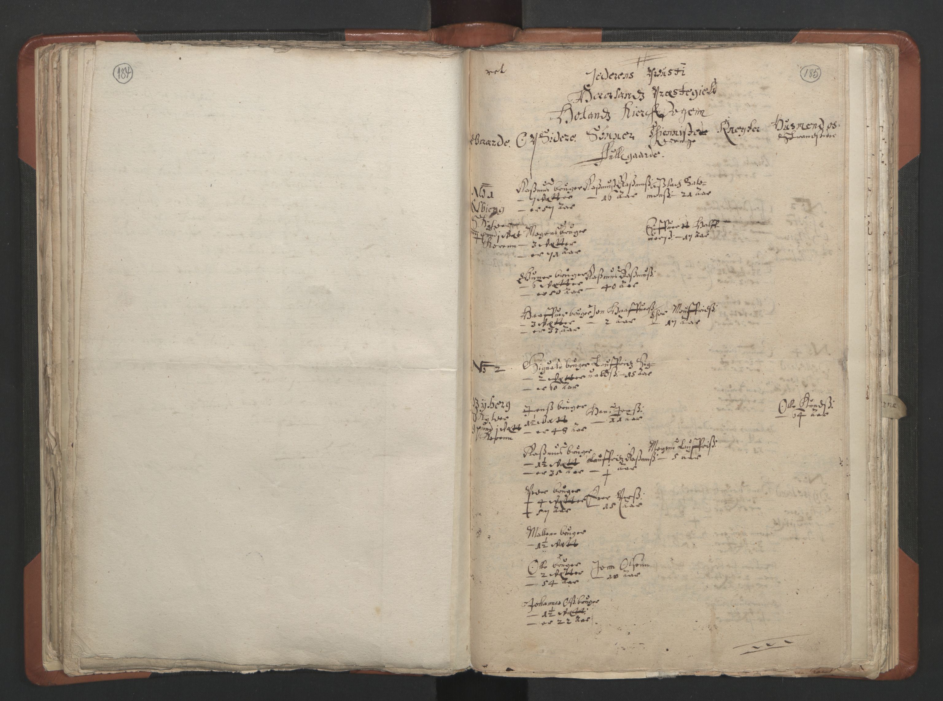 RA, Vicar's Census 1664-1666, no. 17: Jæren deanery and Dalane deanery, 1664-1666, p. 184-185