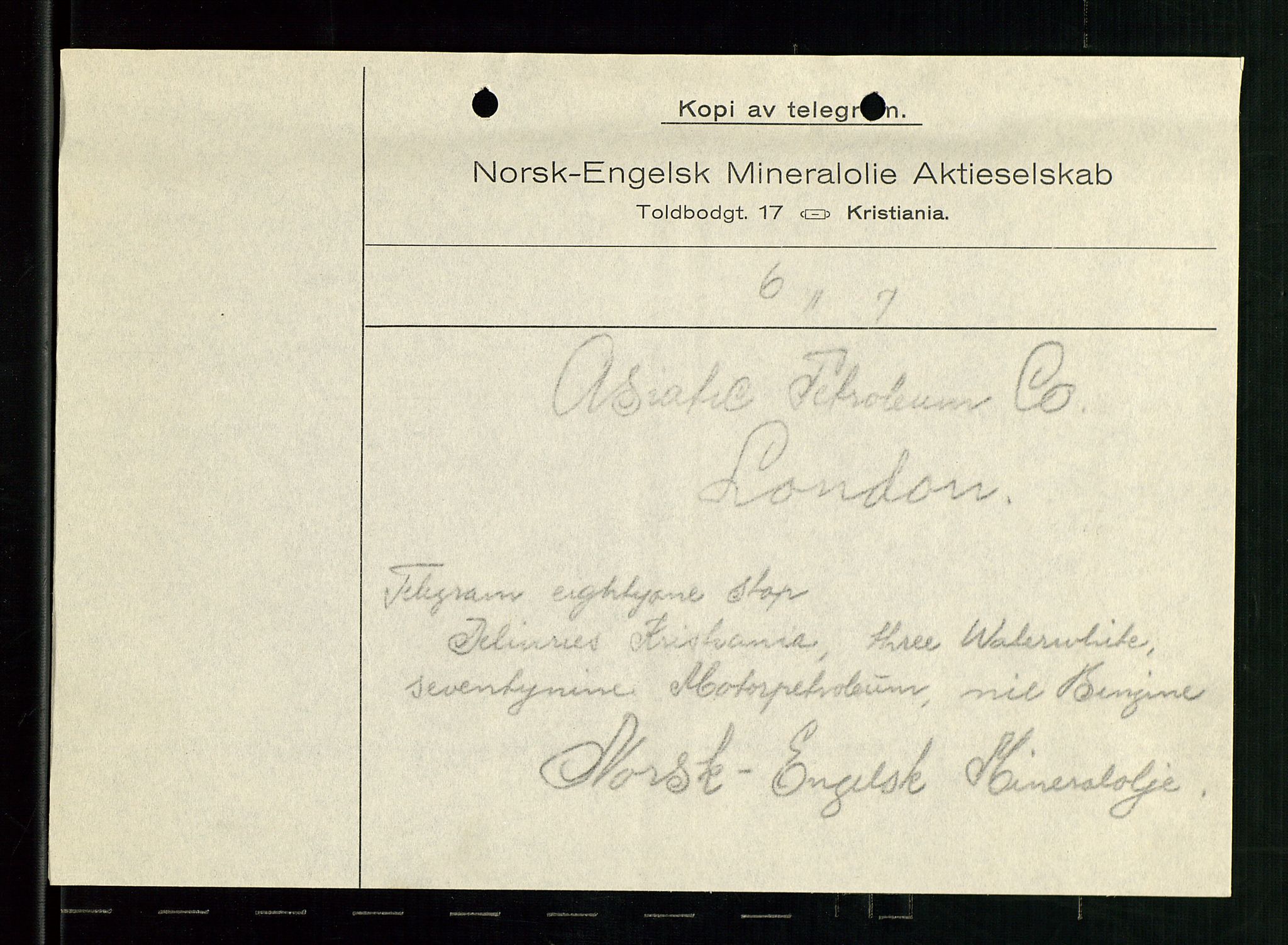 Pa 1521 - A/S Norske Shell, AV/SAST-A-101915/E/Ea/Eaa/L0001: Sjefskorrespondanse, 1917, p. 169