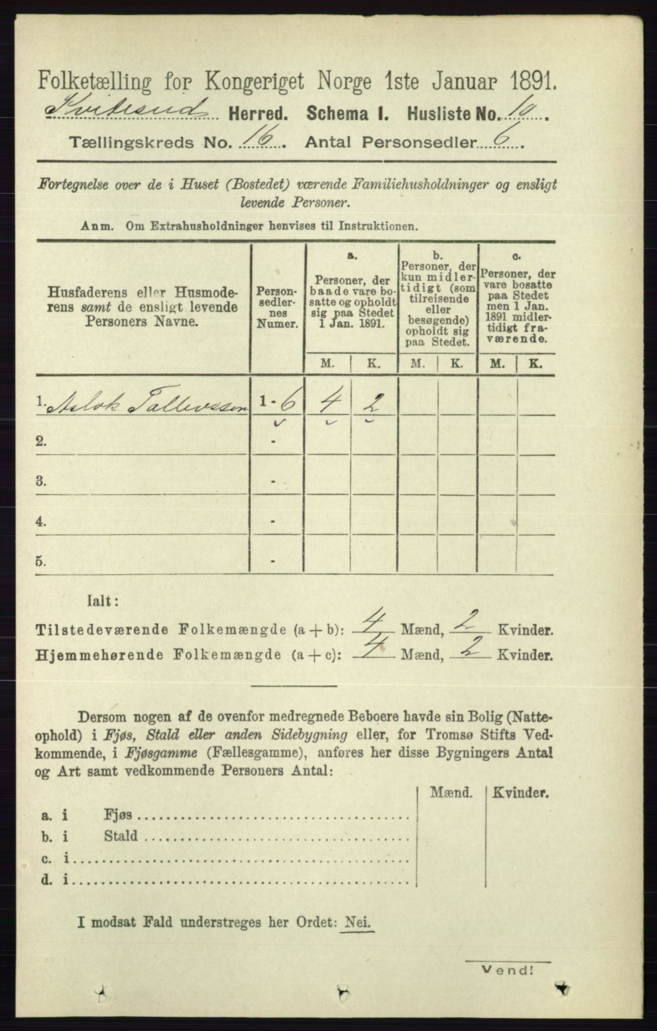 RA, 1891 census for 0829 Kviteseid, 1891, p. 3622