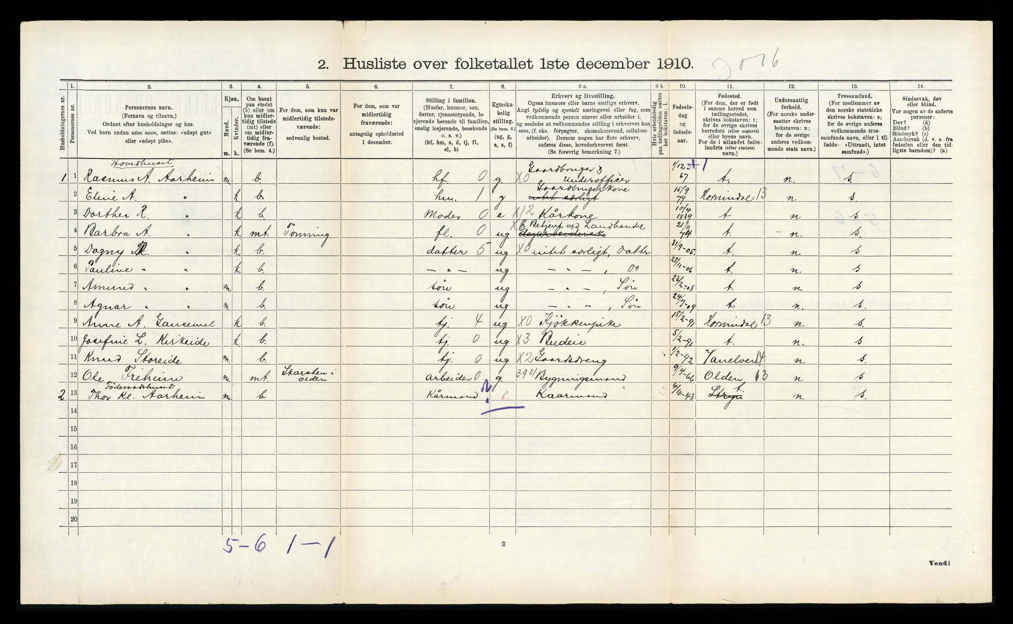 RA, 1910 census for Stryn, 1910, p. 564