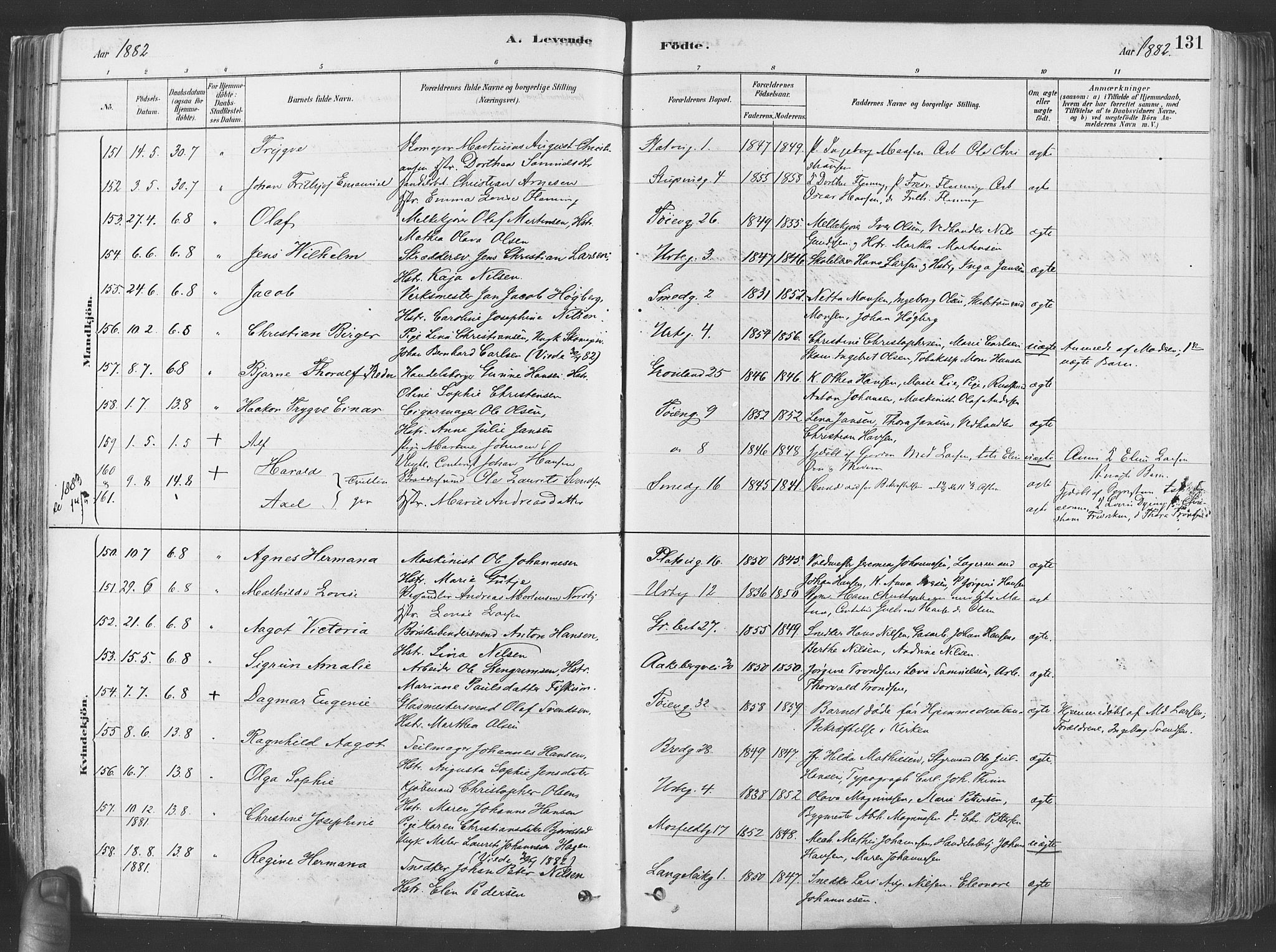 Grønland prestekontor Kirkebøker, SAO/A-10848/F/Fa/L0007: Parish register (official) no. 7, 1878-1888, p. 131