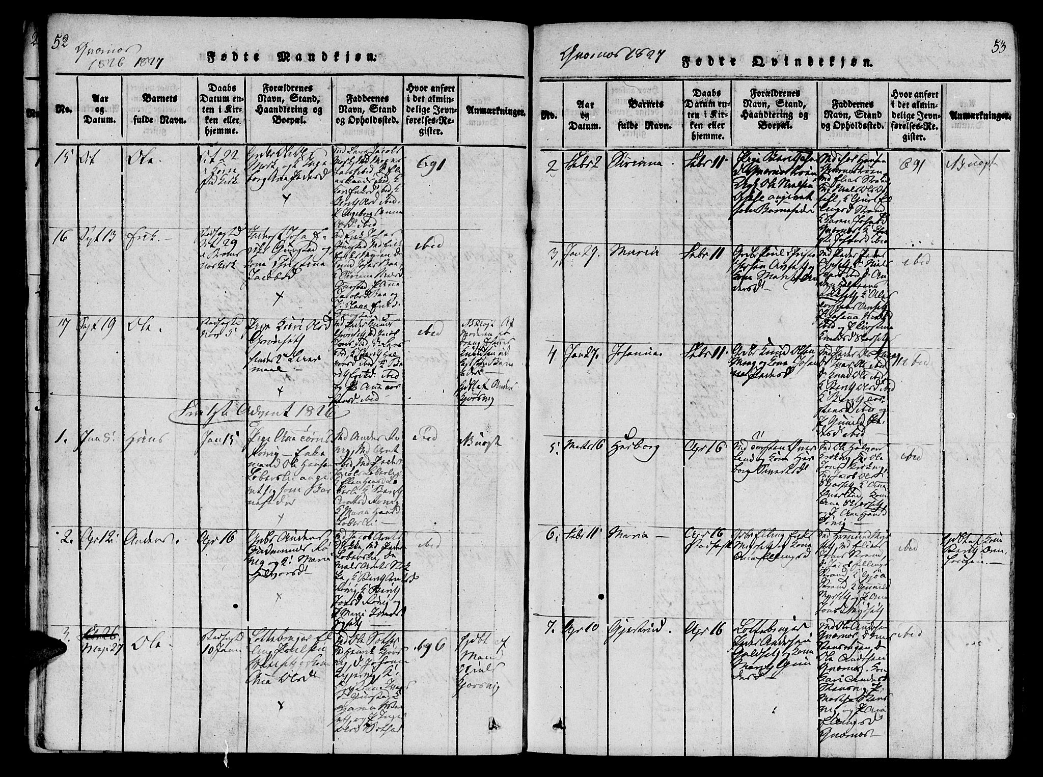 Ministerialprotokoller, klokkerbøker og fødselsregistre - Møre og Romsdal, AV/SAT-A-1454/568/L0800: Parish register (official) no. 568A09 /1, 1819-1830, p. 52-53