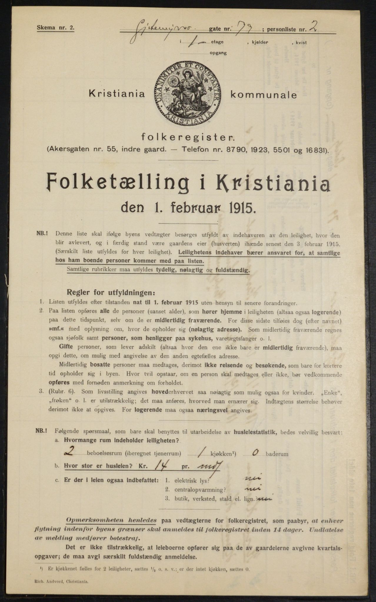 OBA, Municipal Census 1915 for Kristiania, 1915, p. 28716