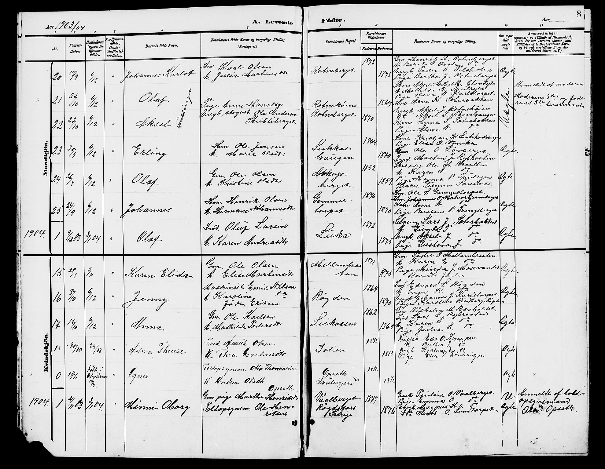 Grue prestekontor, AV/SAH-PREST-036/H/Ha/Hab/L0006: Parish register (copy) no. 6, 1902-1910, p. 8