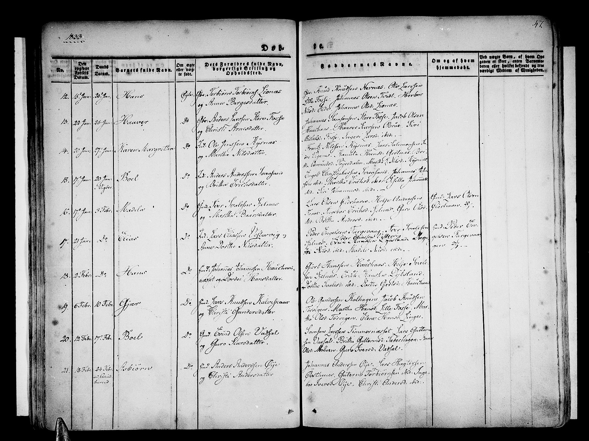 Strandebarm sokneprestembete, AV/SAB-A-78401/H/Haa: Parish register (official) no. A 6, 1826-1843, p. 47