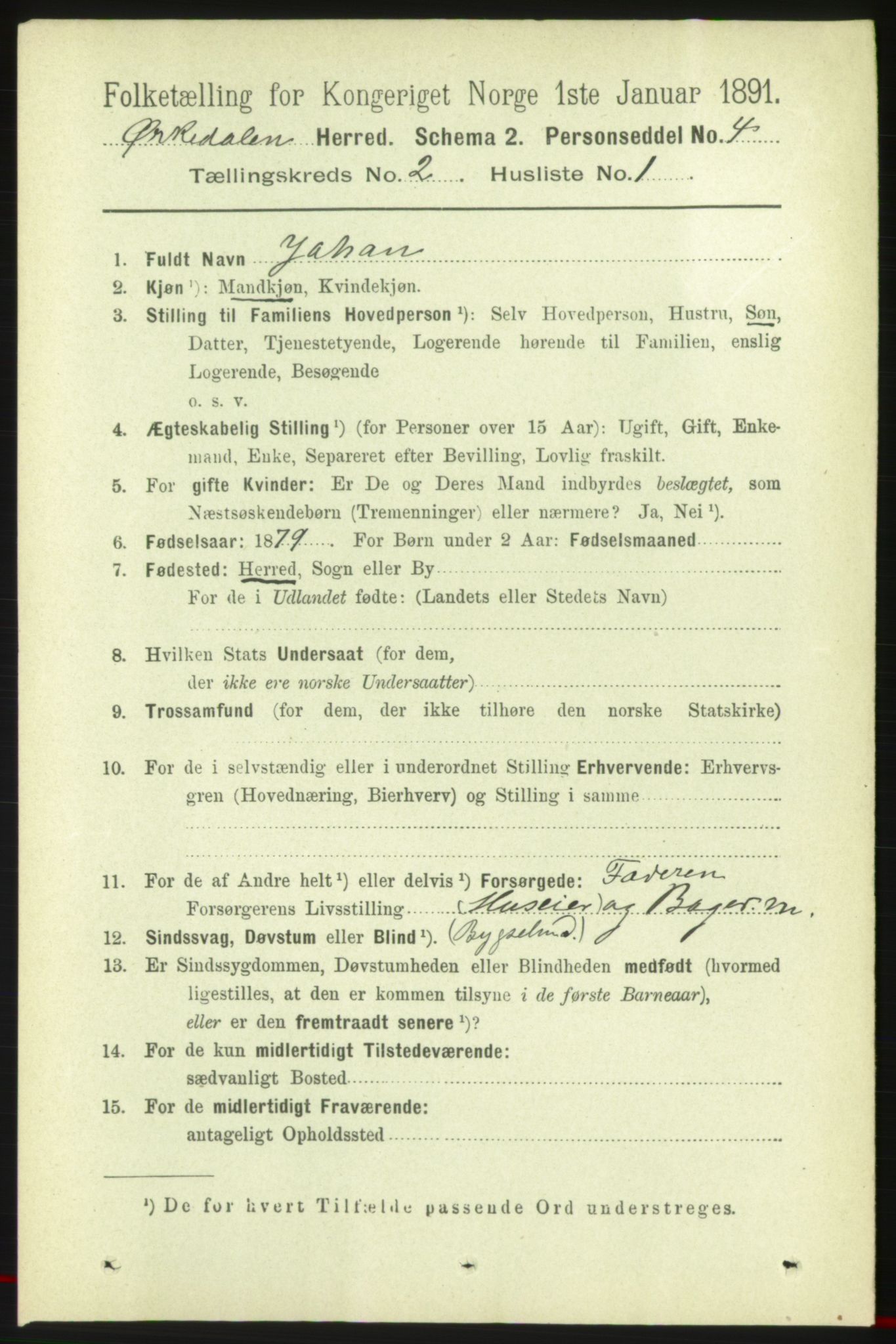 RA, 1891 census for 1638 Orkdal, 1891, p. 957