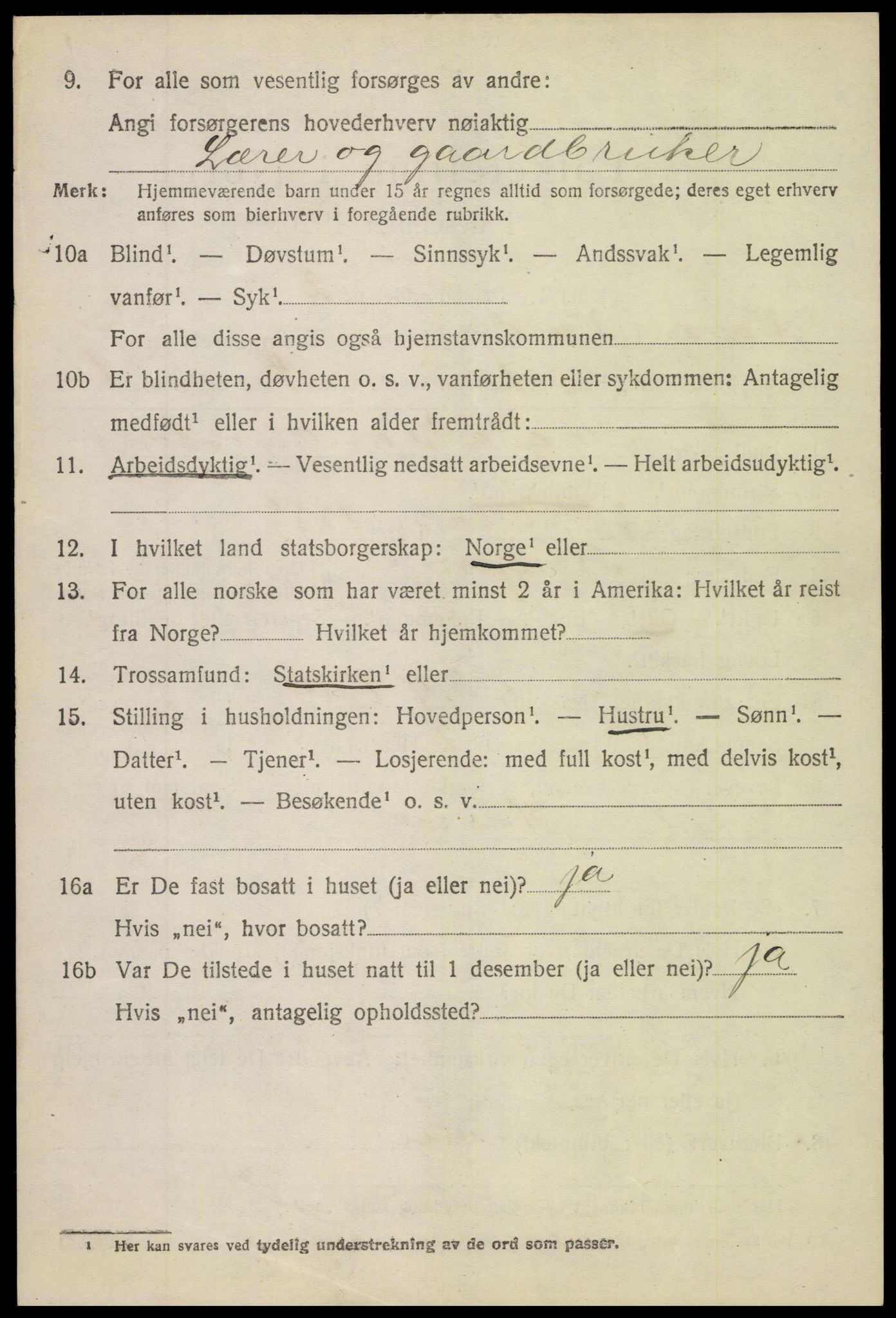 SAH, 1920 census for Vang (Oppland), 1920, p. 3086