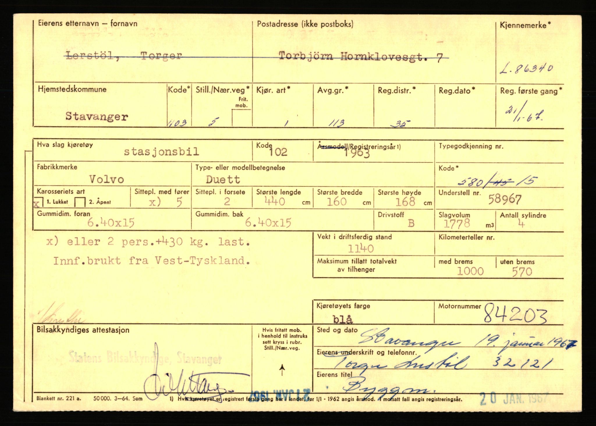 Stavanger trafikkstasjon, AV/SAST-A-101942/0/F/L0073: L-84100 - L-86499, 1930-1971, p. 2381