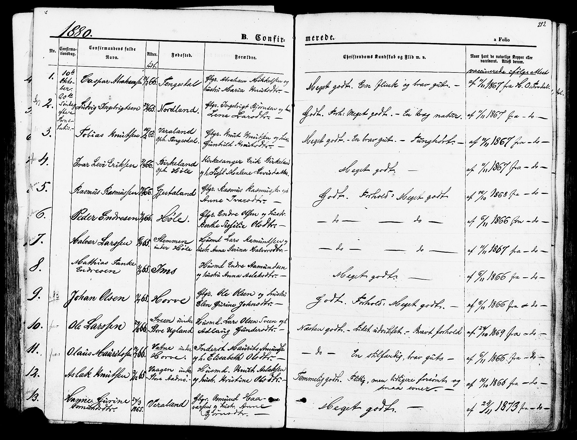 Høgsfjord sokneprestkontor, AV/SAST-A-101624/H/Ha/Haa/L0002: Parish register (official) no. A 2, 1855-1885, p. 212