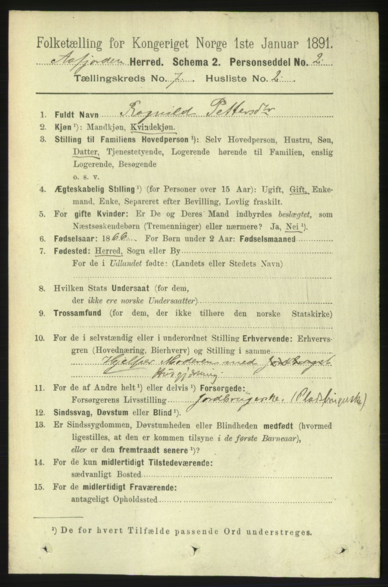 RA, 1891 census for 1630 Åfjord, 1891, p. 1721