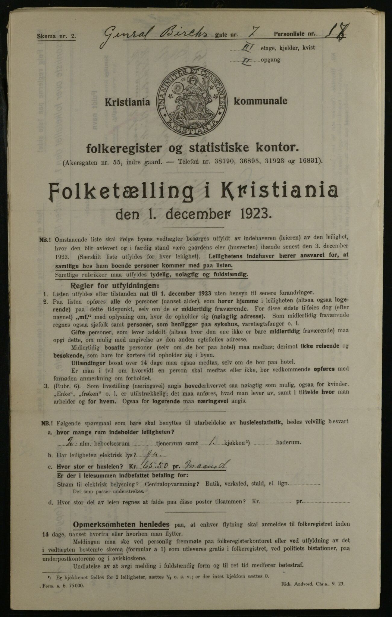 OBA, Municipal Census 1923 for Kristiania, 1923, p. 32855