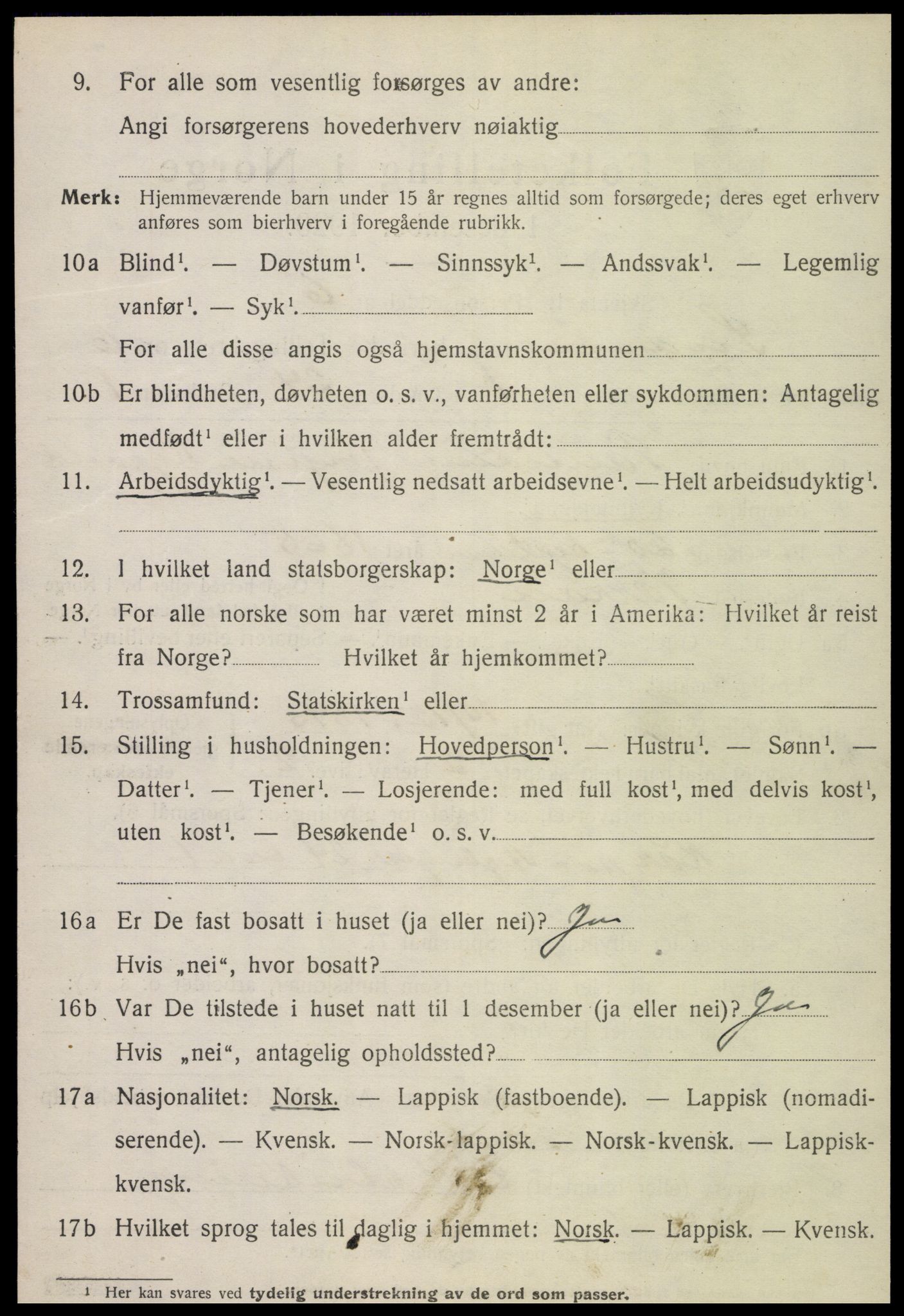 SAT, 1920 census for Snåsa, 1920, p. 2583