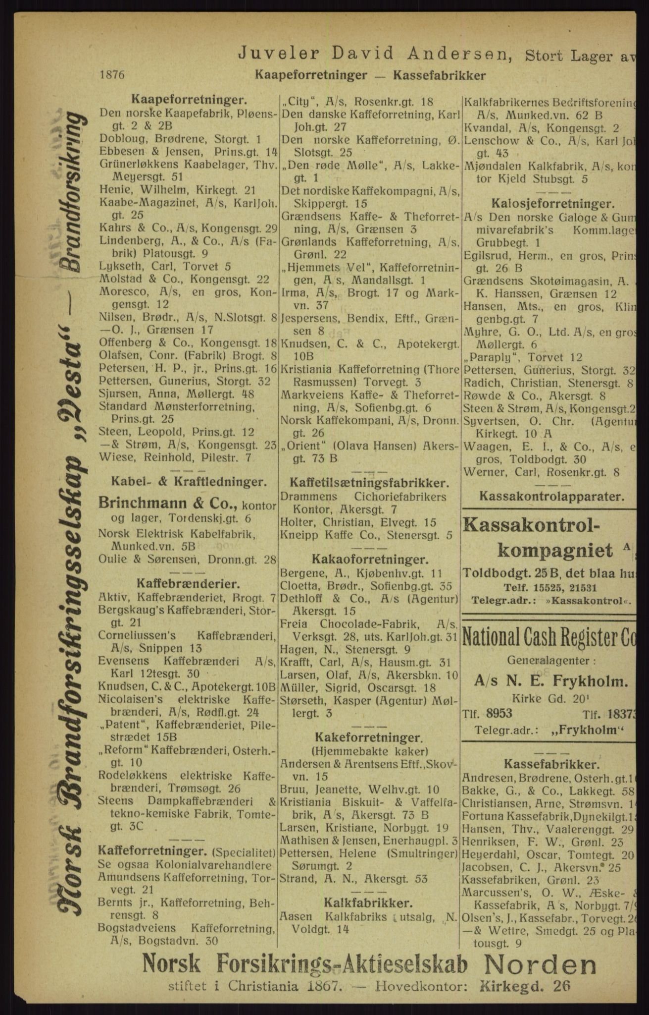 Kristiania/Oslo adressebok, PUBL/-, 1916, p. 1876