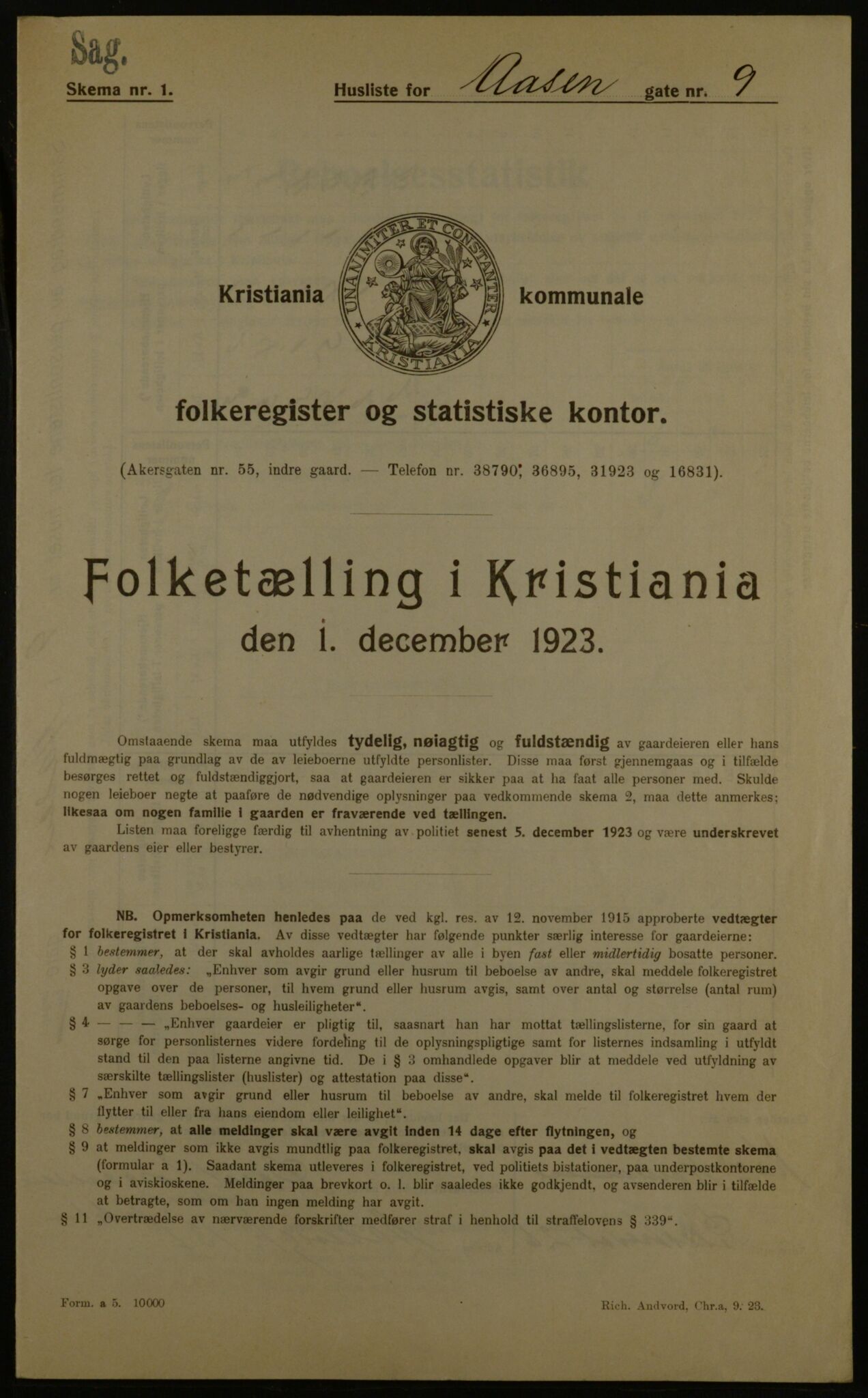 OBA, Municipal Census 1923 for Kristiania, 1923, p. 144158